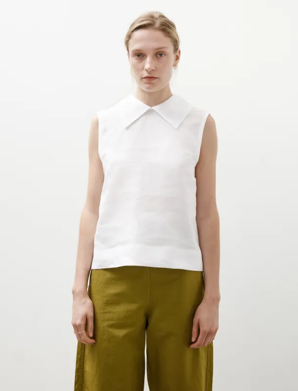 Sleeveless Top Shirting Linen White made by SHOP NEIGHBOR