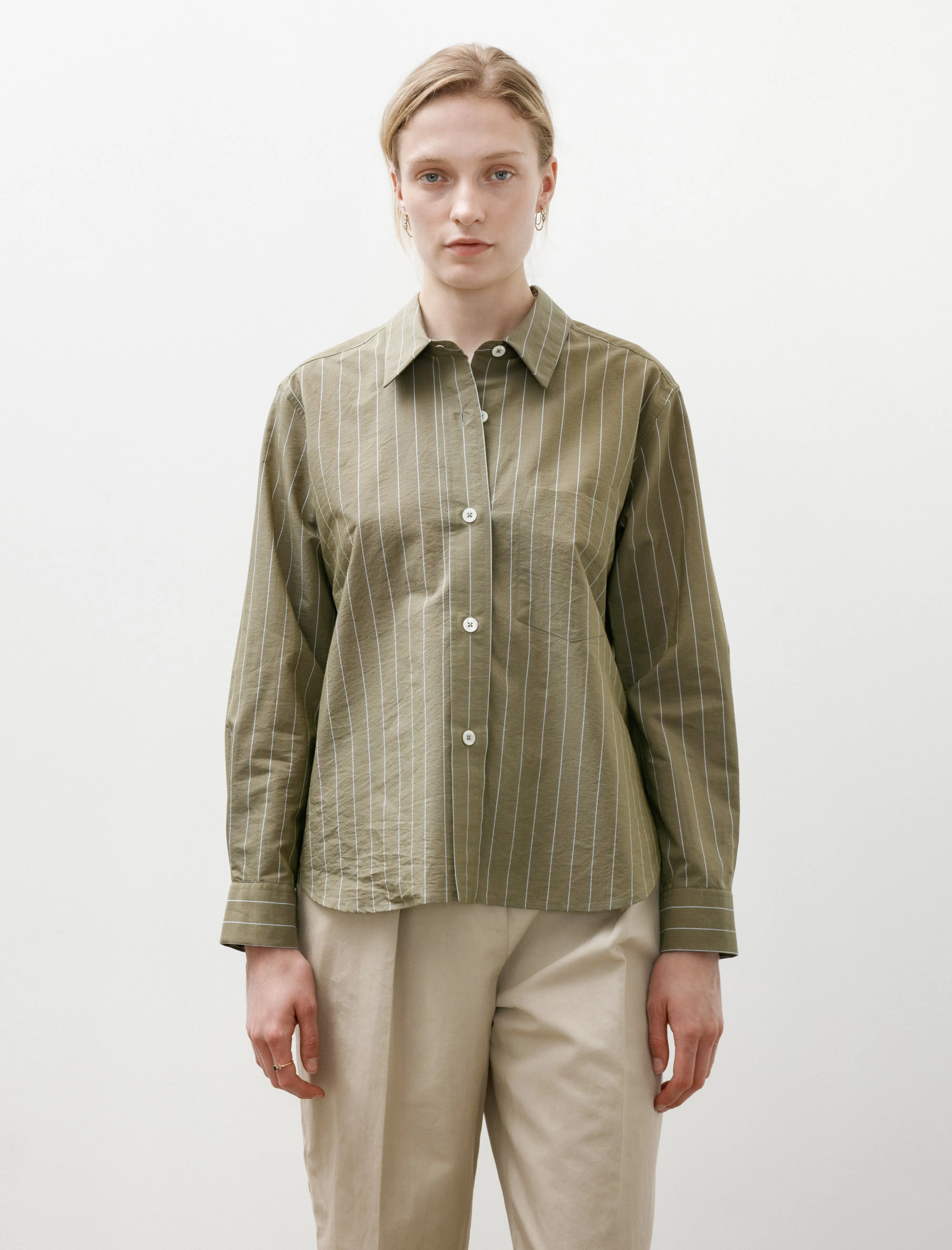 Simple Shirt Striped Cotton Silk Green/Blue sold by SHOP NEIGHBOR
