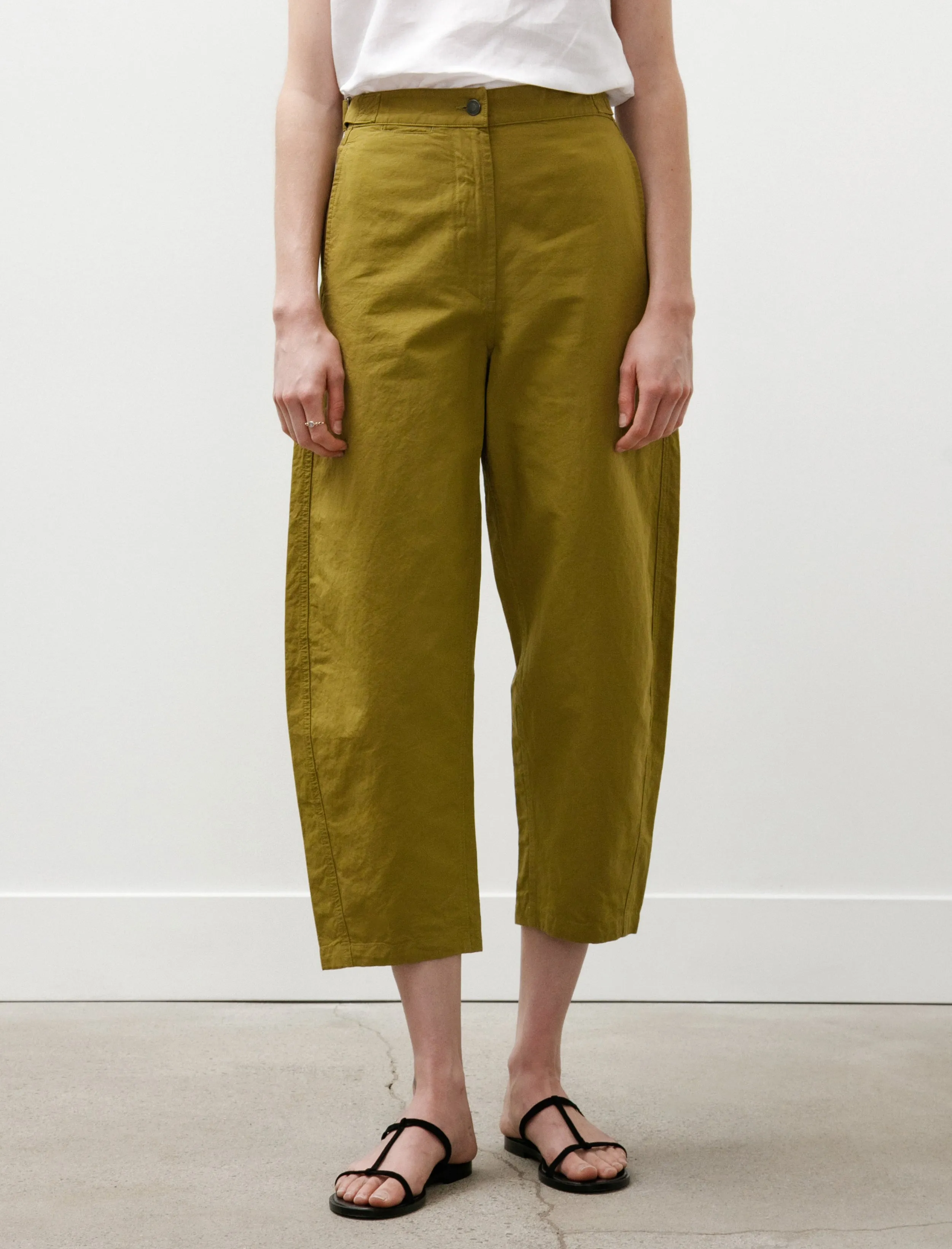 MHL Barrel Leg Trousers Dry Cotton Linen Light Olive sold by SHOP NEIGHBOR product image thumbnail 4