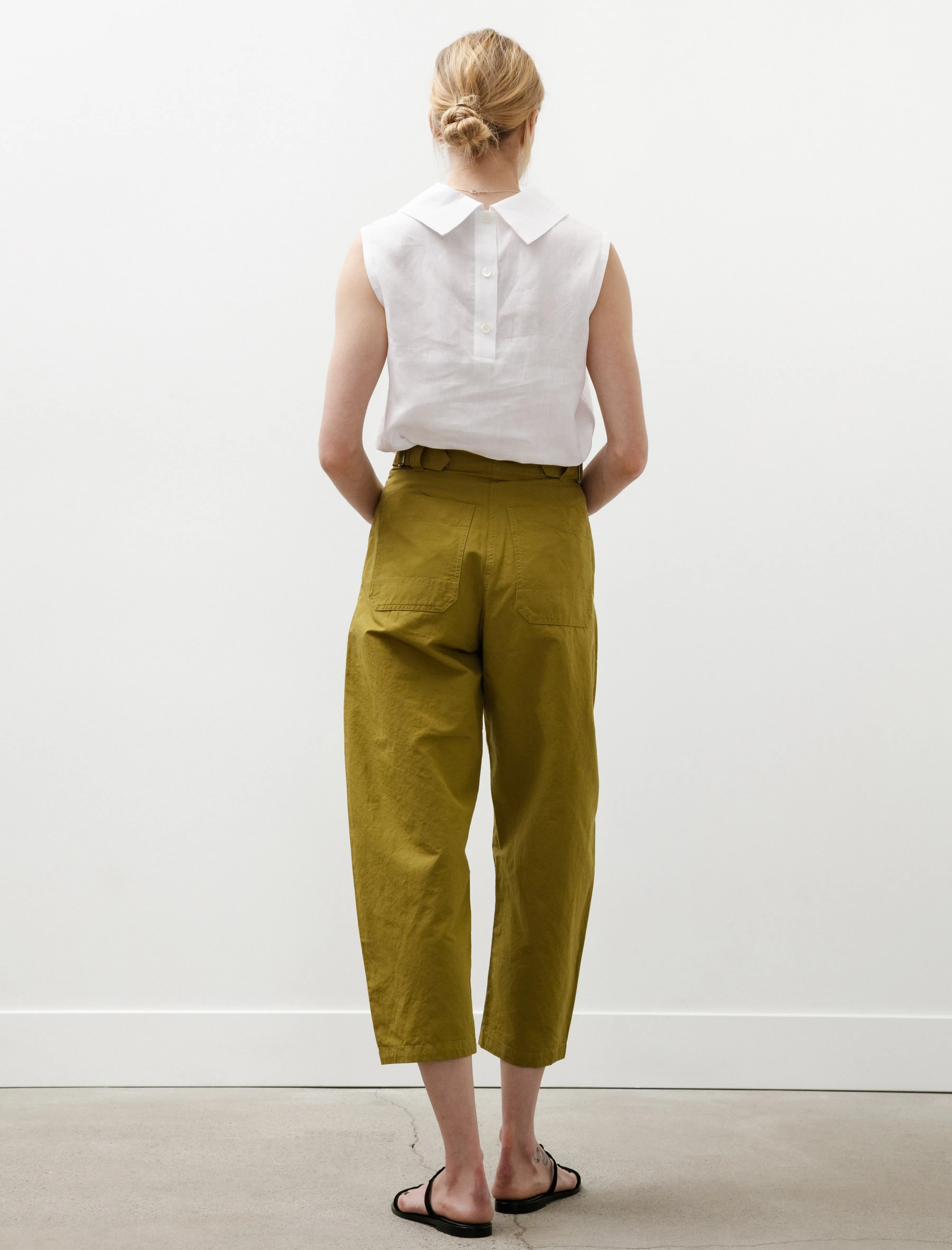 MHL Barrel Leg Trousers Dry Cotton Linen Light Olive sold by SHOP NEIGHBOR product image thumbnail 2