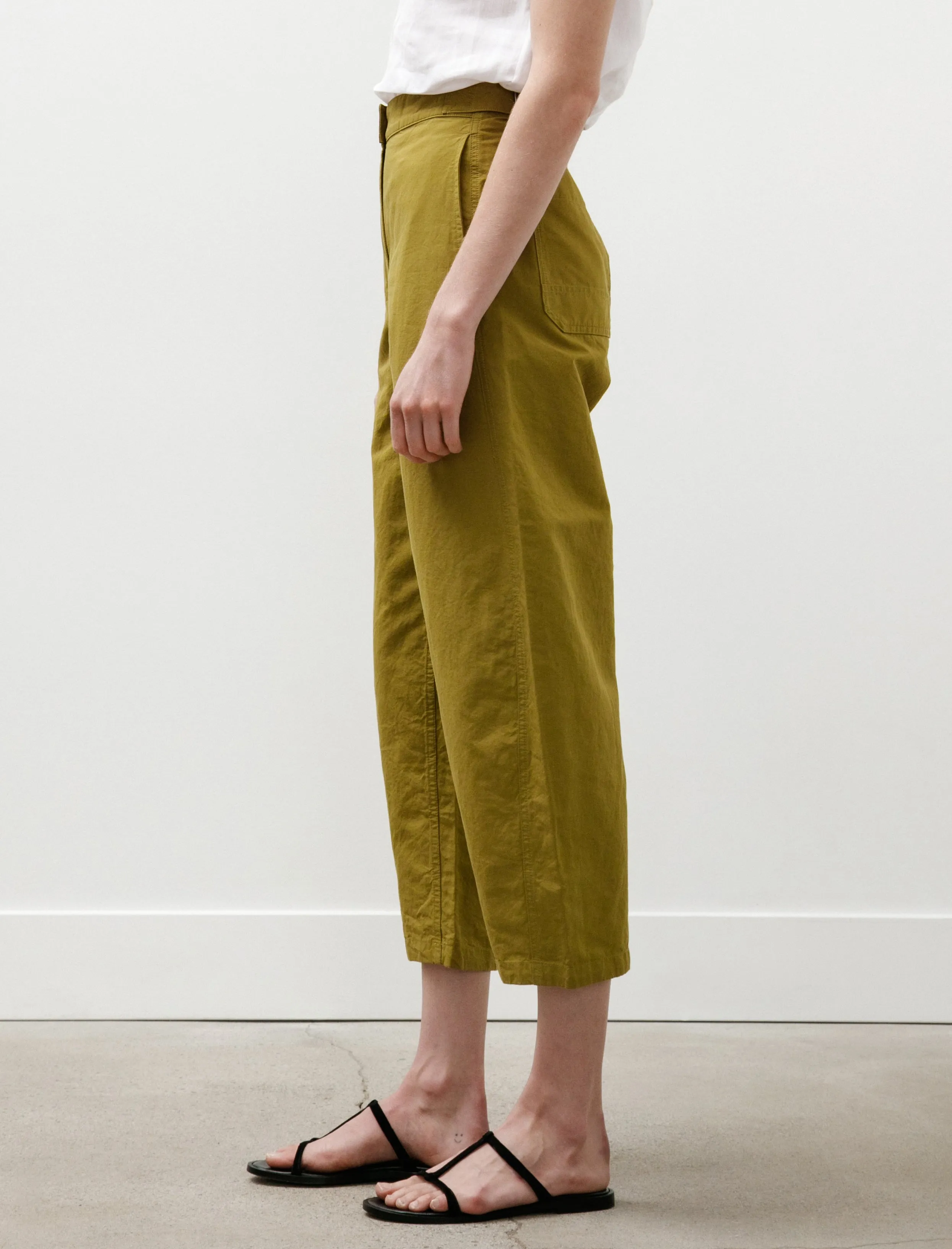 MHL Barrel Leg Trousers Dry Cotton Linen Light Olive sold by SHOP NEIGHBOR product image thumbnail 5