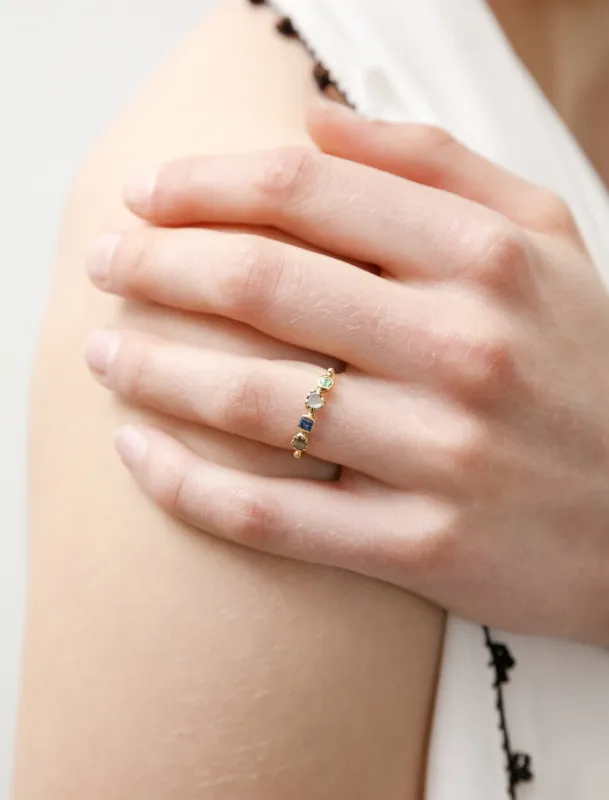 Simple Ring Sapphire/Tourmaline/Diamonds made by SHOP NEIGHBOR