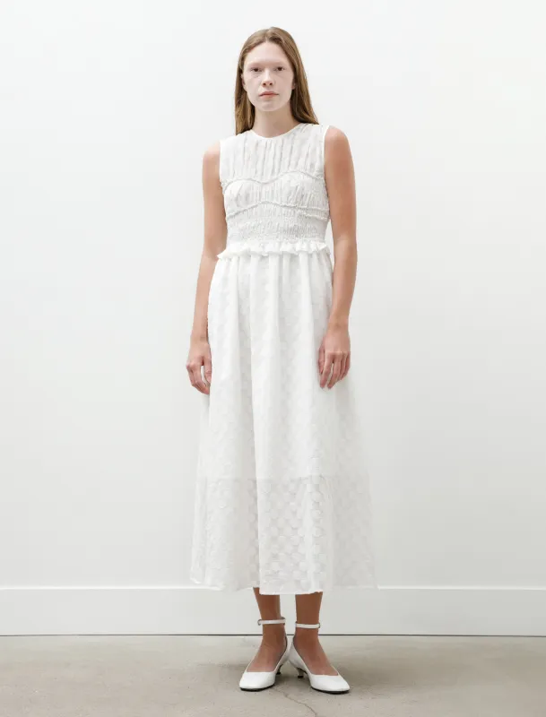 Dinah Dress Fleur Fil-Coupé White made by SHOP NEIGHBOR