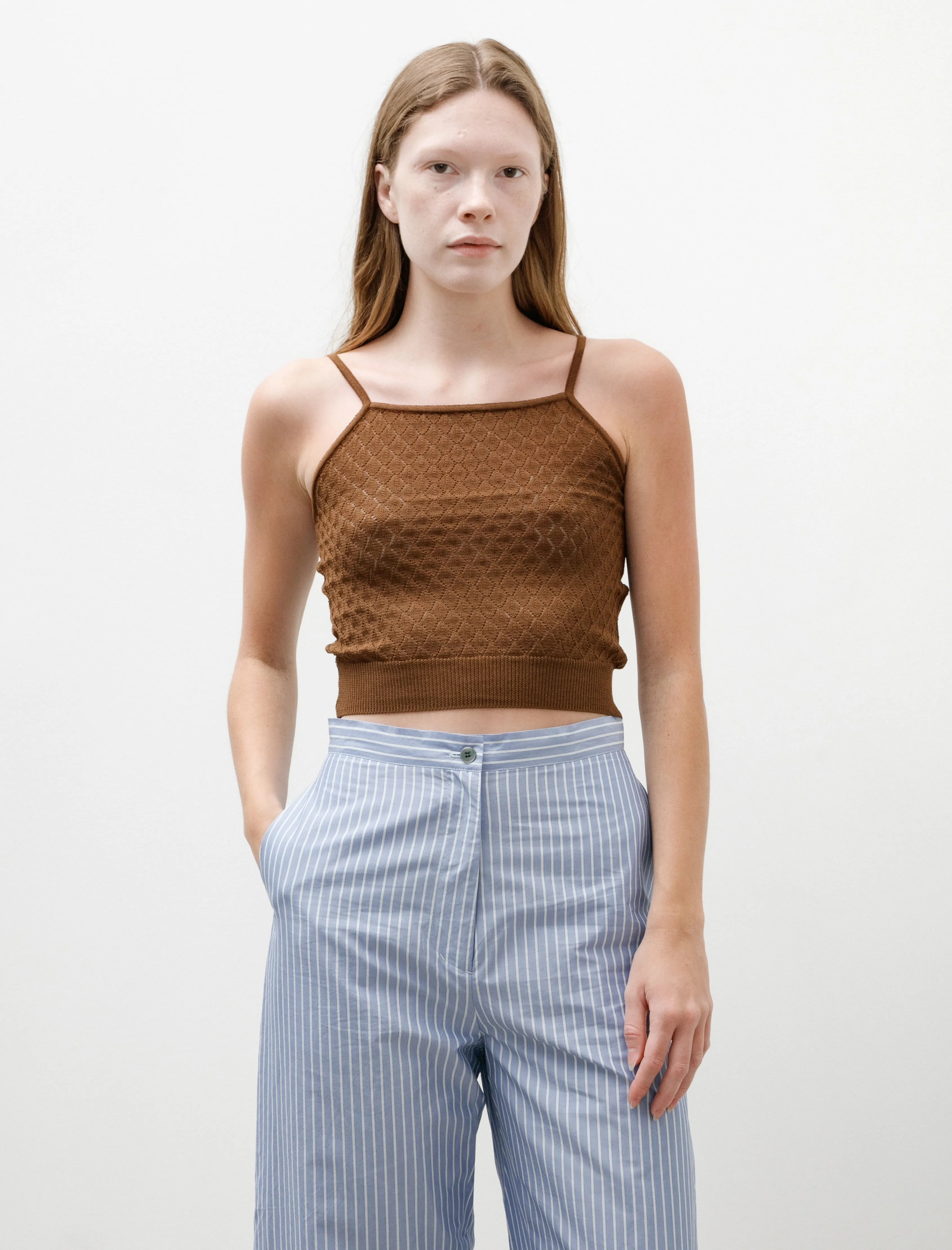 Open Work Knit Camisole Brown sold by SHOP NEIGHBOR