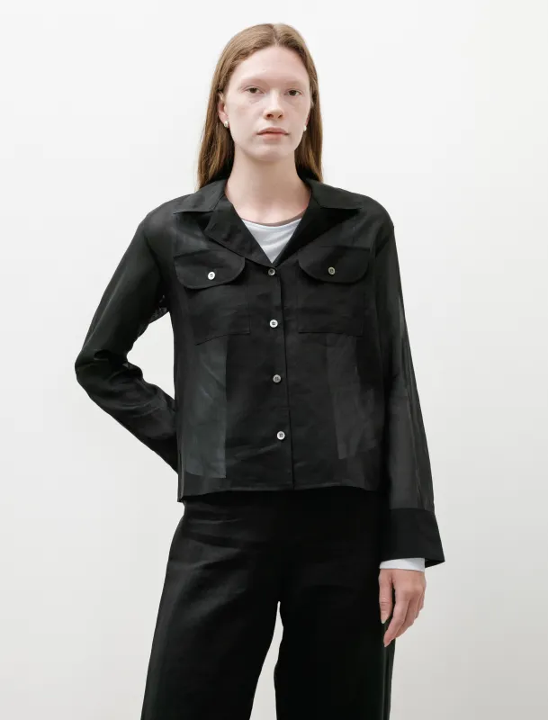 Sheer Double Pocket Shirt Black made by SHOP NEIGHBOR