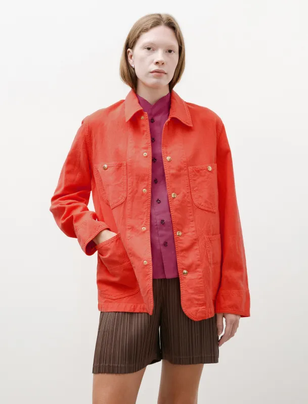 Wool Cotton Linen Ox Work Jacket Red Orange made by SHOP NEIGHBOR
