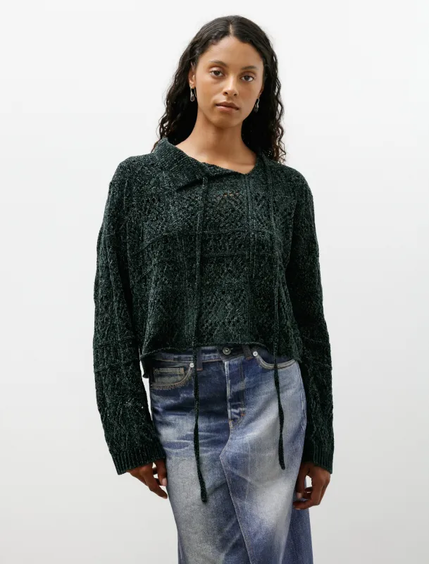 Chenille Pullover with Strings Green made by SHOP NEIGHBOR