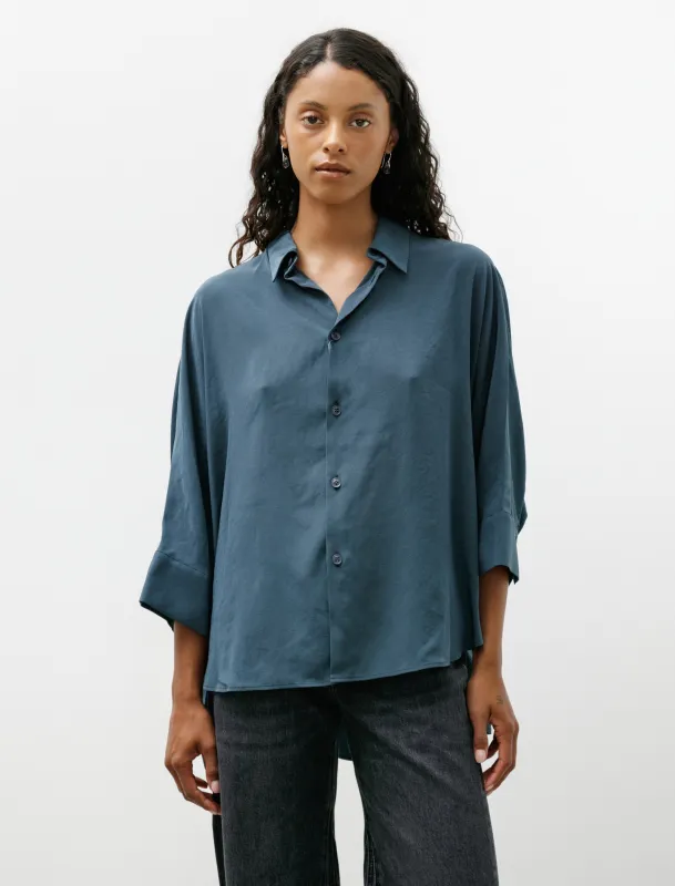 Half Sleeve Cape Shirt Blue Green made by SHOP NEIGHBOR