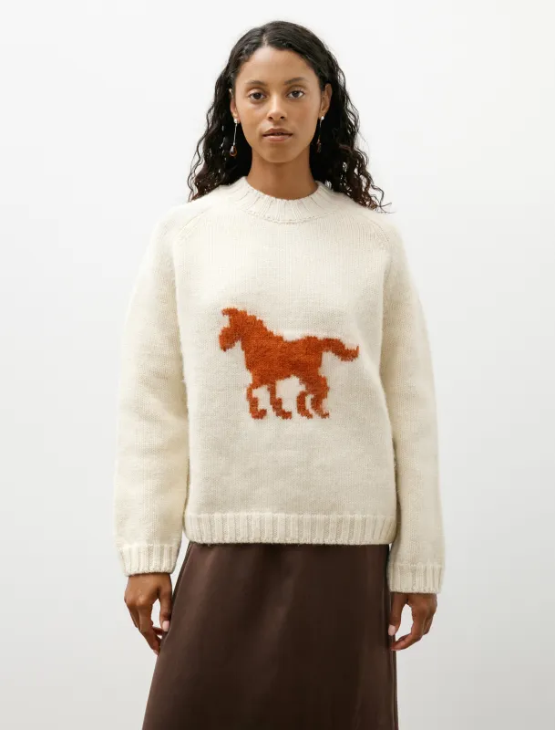 Brushed British Wool Horse Jumper Natural/Autumn made by SHOP NEIGHBOR