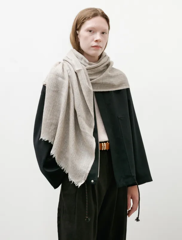 Prince Herringbone Scarf Natural Yak White/Grey/Brown made by SHOP NEIGHBOR