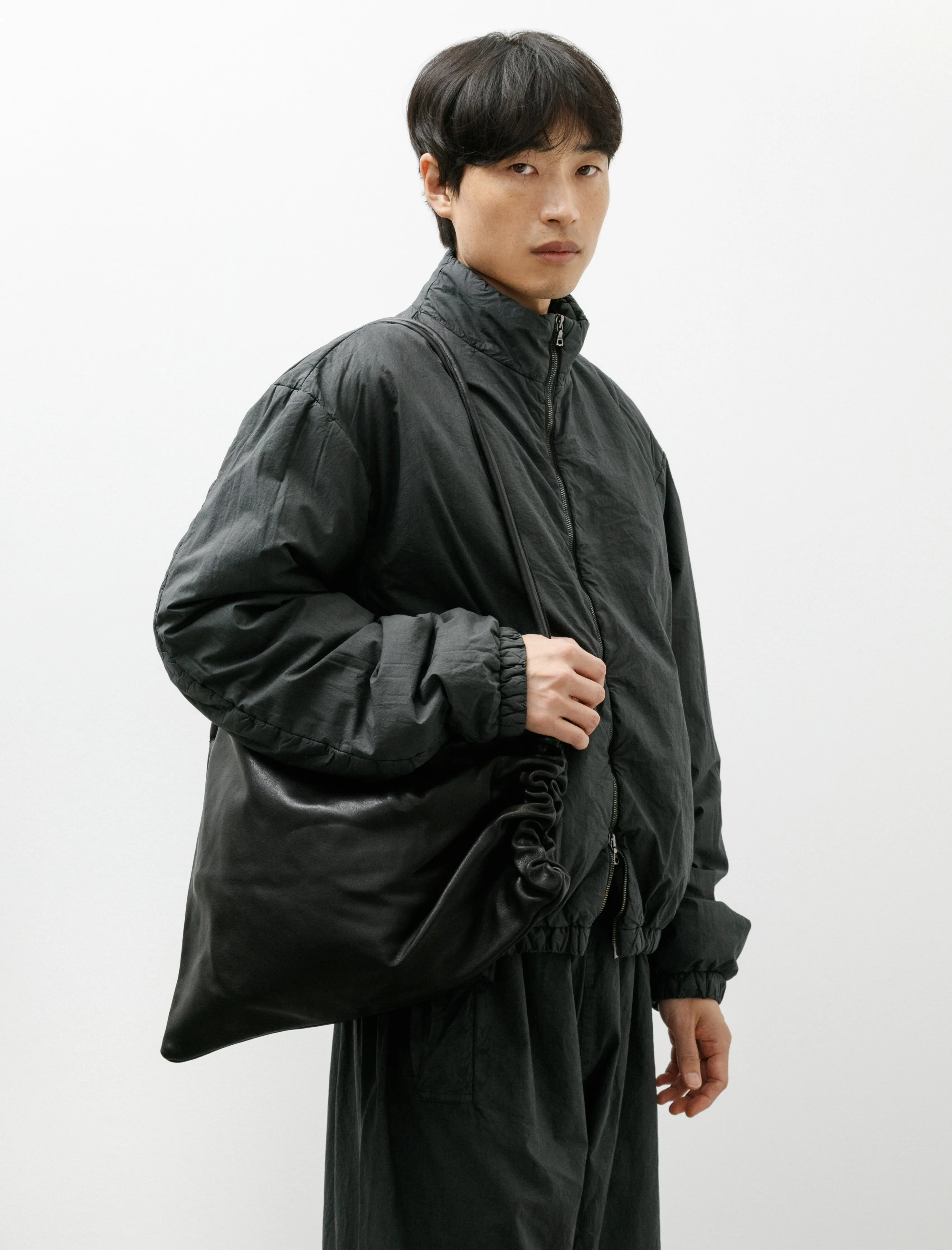No.131 Leather Gathered Crossed Bag Black Lambskin sold by SHOP NEIGHBOR product image thumbnail 3