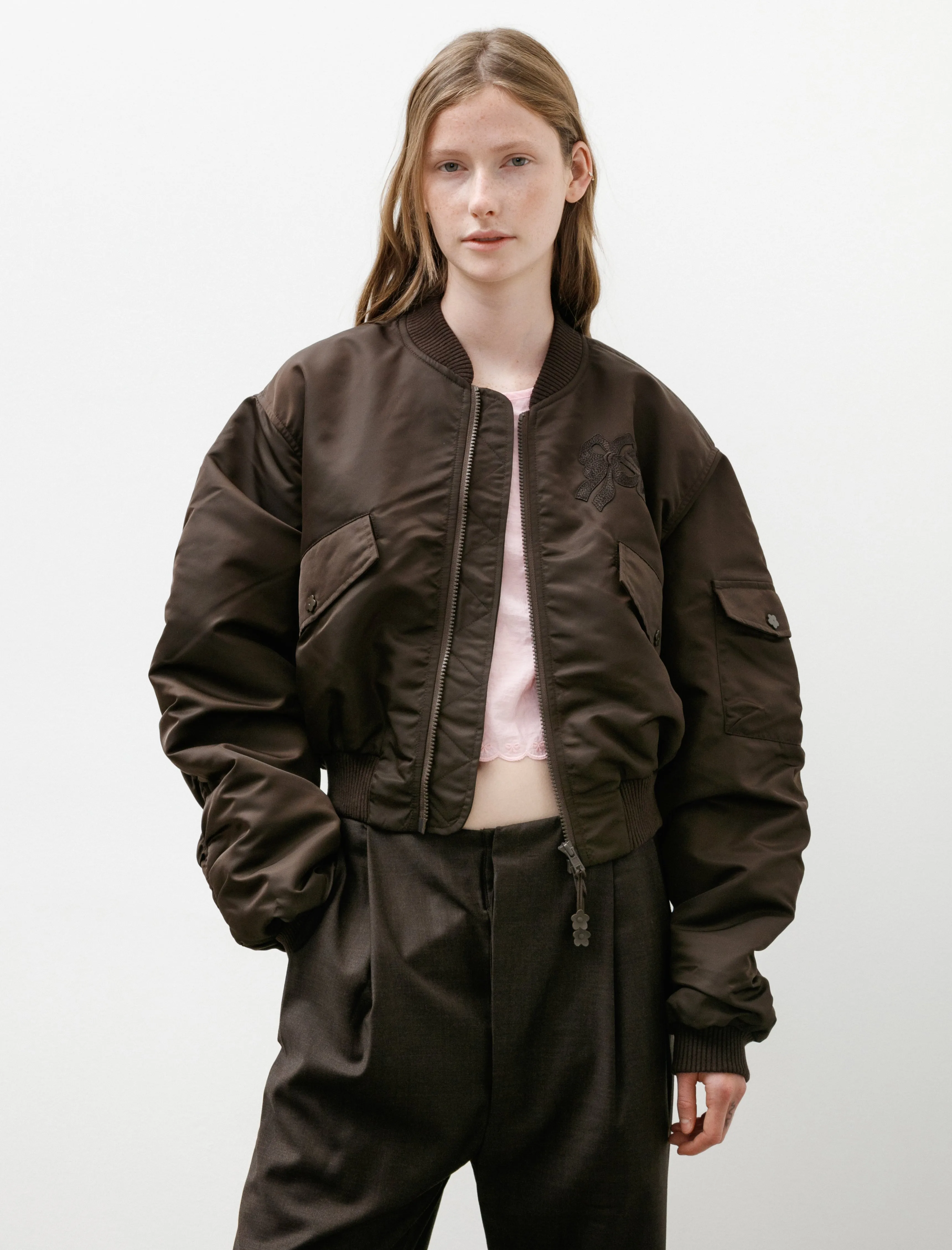 Callie Bomber Technical Nylon Brown sold by SHOP NEIGHBOR