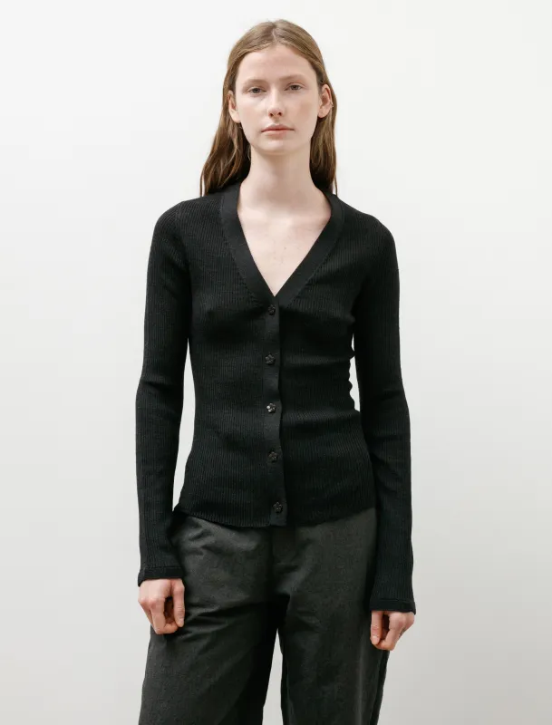 Folke Cardigan with Frill Charcoal made by SHOP NEIGHBOR