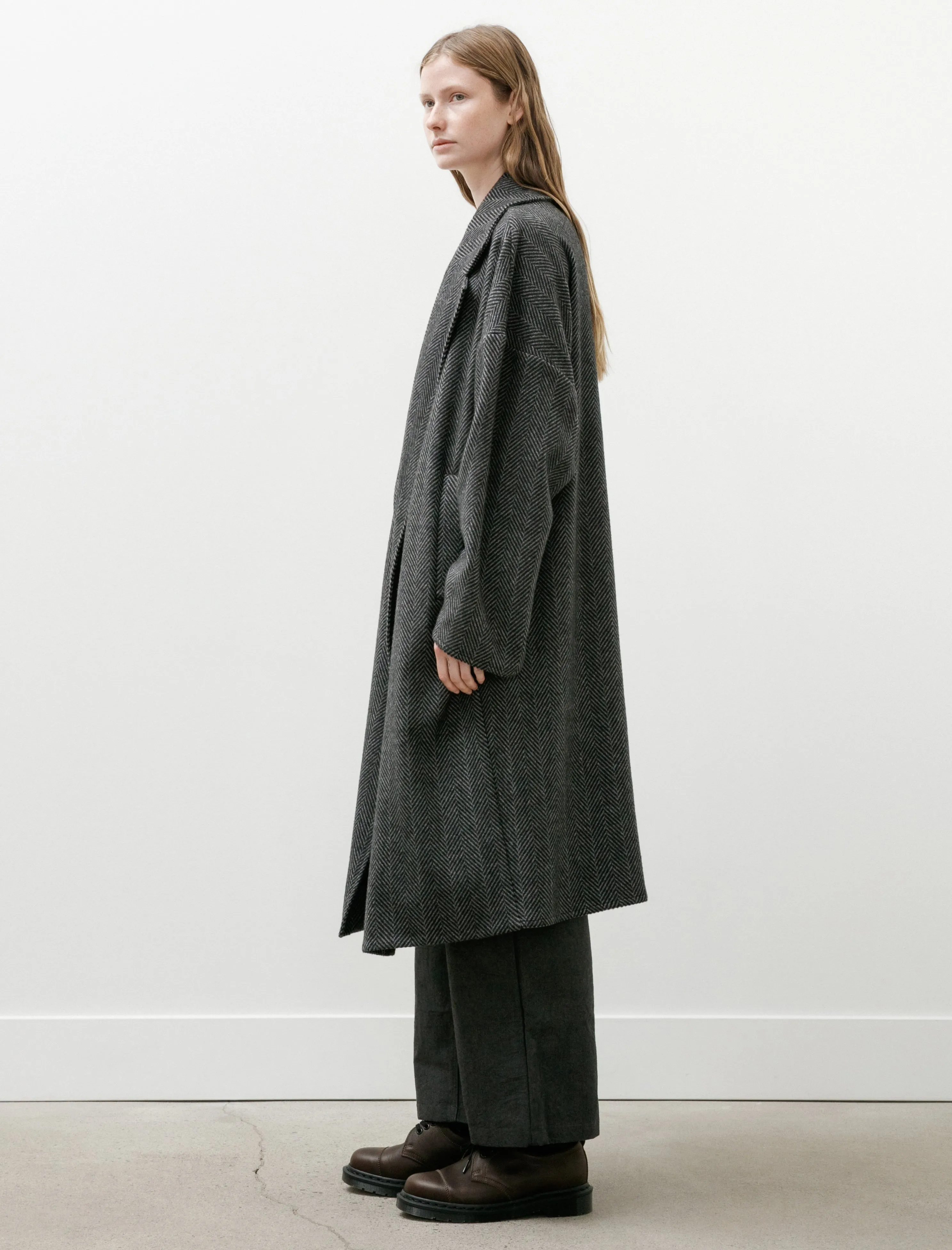 Oversized Coat Cashmere Herringbone Charcoal sold by SHOP NEIGHBOR product image thumbnail 3