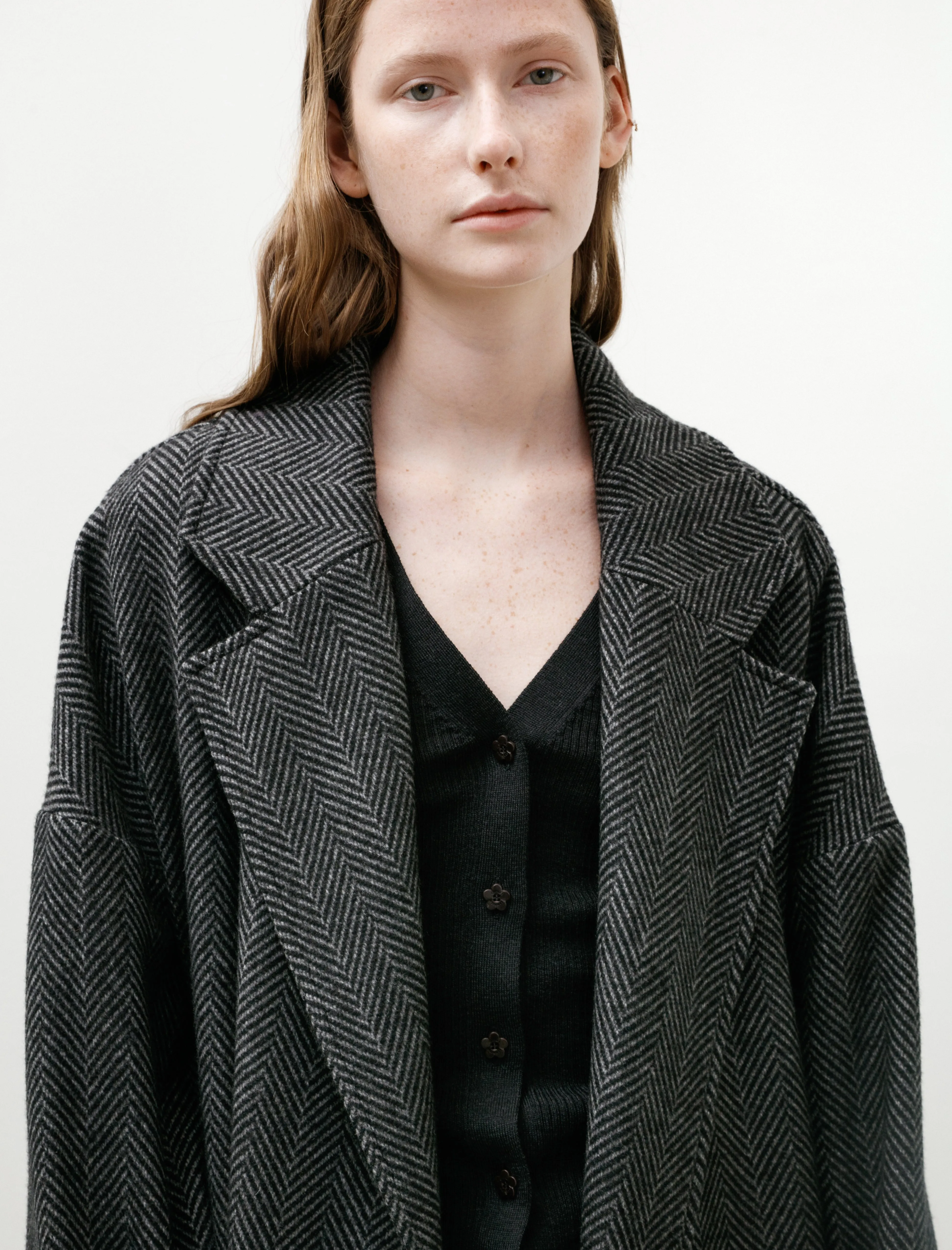 Oversized Coat Cashmere Herringbone Charcoal sold by SHOP NEIGHBOR product image thumbnail 4