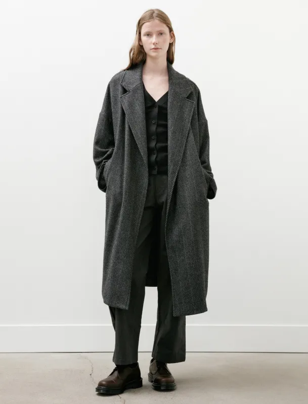 Oversized Coat Cashmere Herringbone Charcoal made by SHOP NEIGHBOR