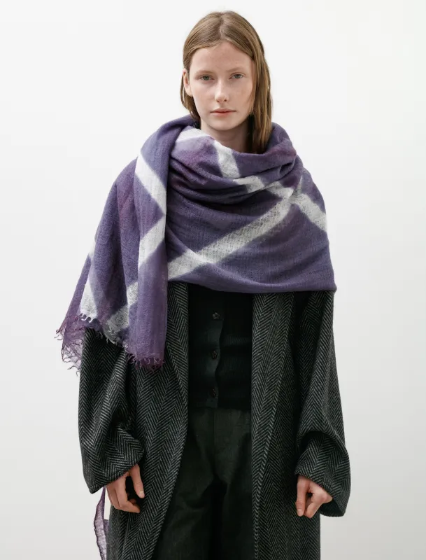 Handwoven Featherweight Cashmere Shawl Itajime X Purple/Light Grey made by SHOP NEIGHBOR