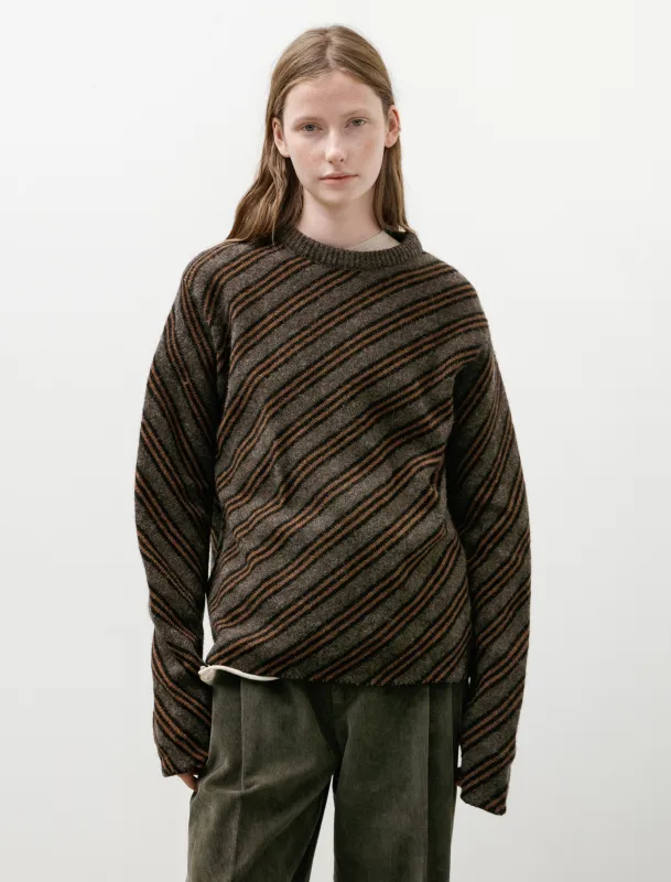 Diagonal Striped Sweater Taupe/Brown made by SHOP NEIGHBOR