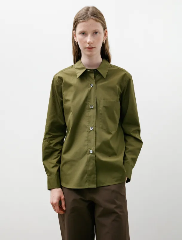Simple Shirt Double Twist Cotton Poplin Leaf Green made by SHOP NEIGHBOR