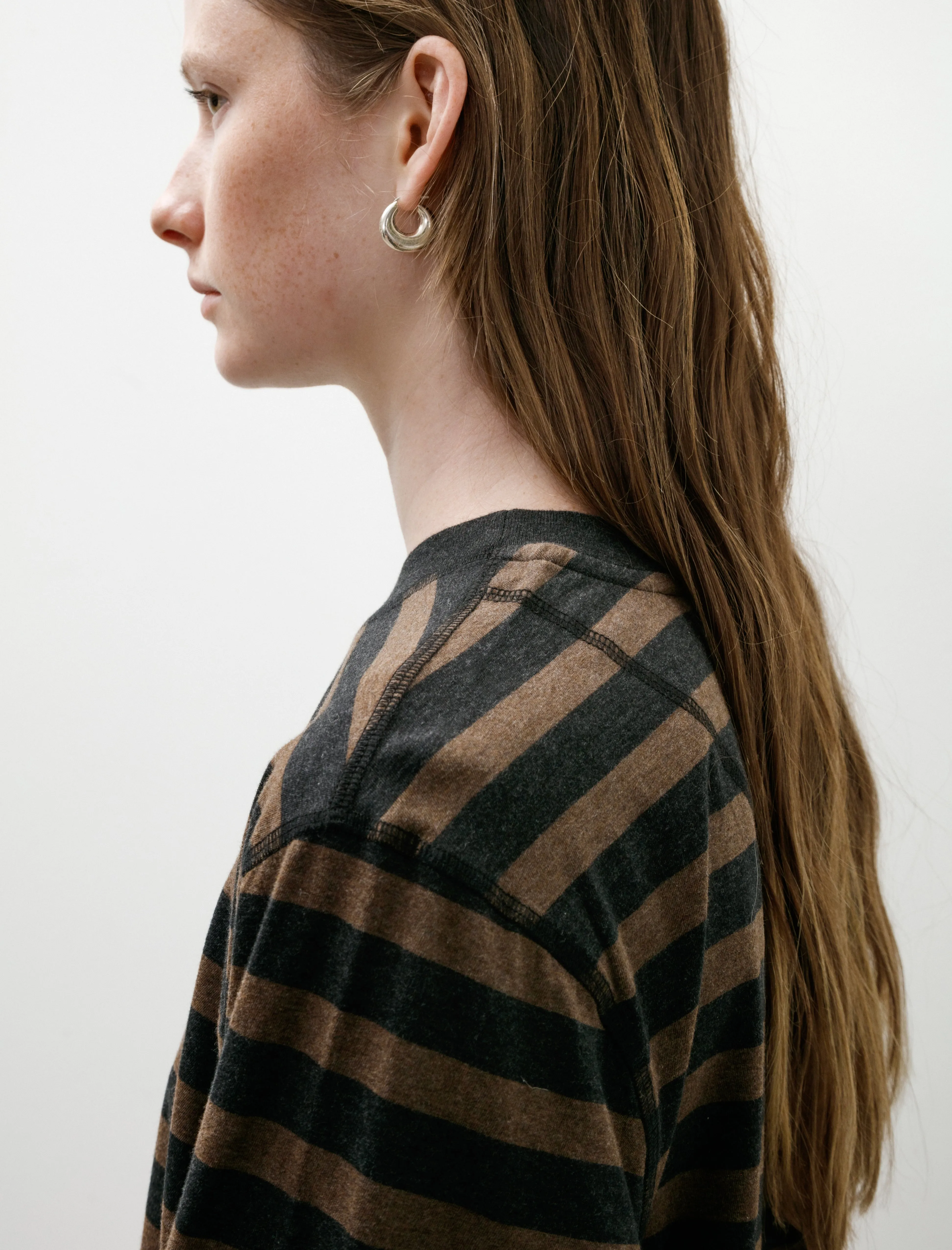 MHL Crew Neck Matelot Light Cotton Melange Stripe Off Black Bark sold by SHOP NEIGHBOR product image thumbnail 4