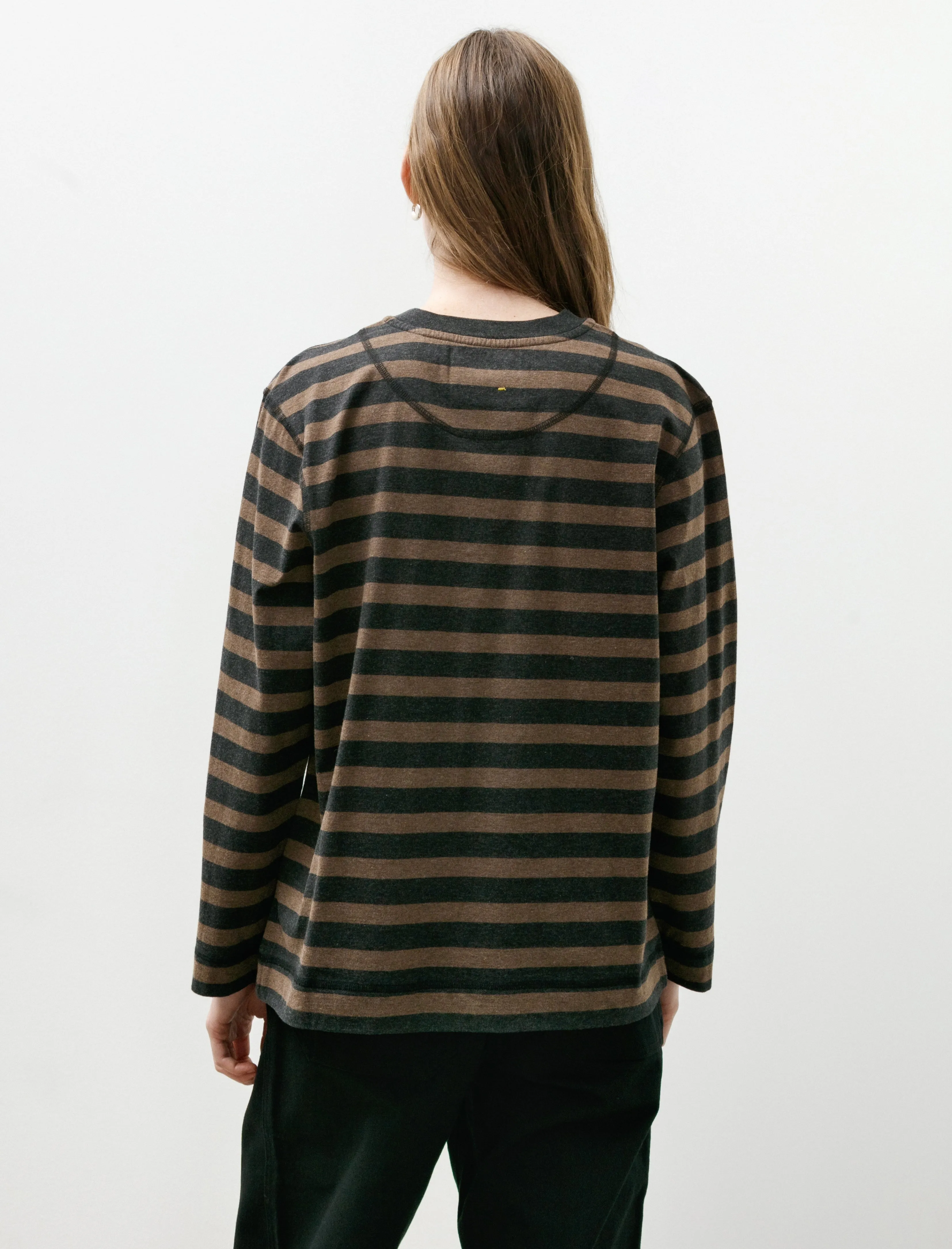 MHL Crew Neck Matelot Light Cotton Melange Stripe Off Black Bark sold by SHOP NEIGHBOR product image thumbnail 2