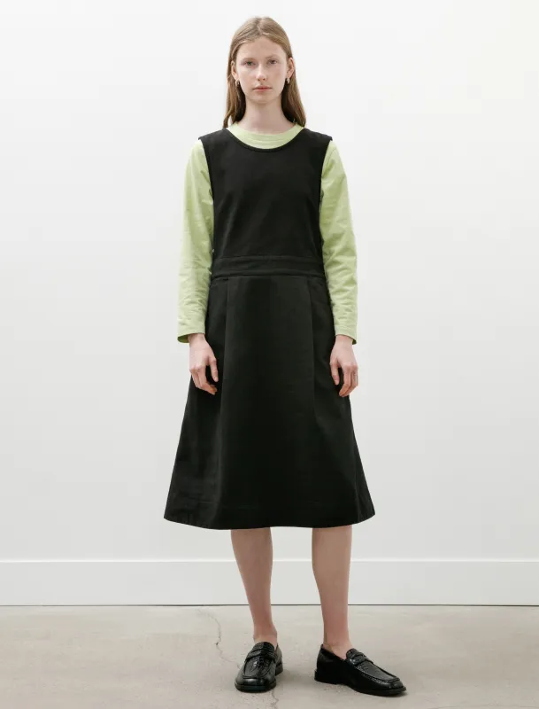 MHL Sleeveless Pinafore Dress Cotton Tencel Drill Black made by SHOP NEIGHBOR