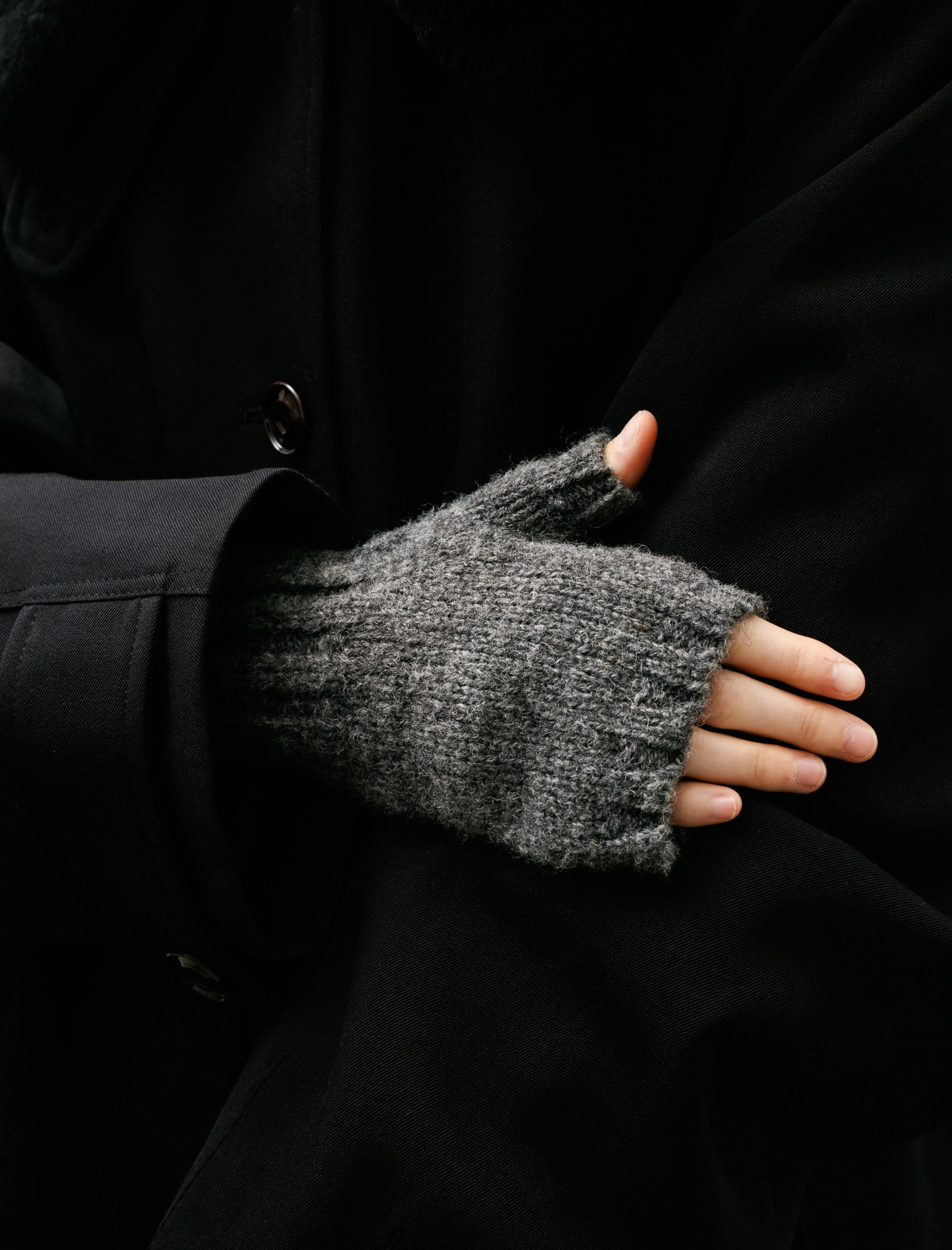 MHL Chunky Fingerless Glove Shetland Wool Grey sold by SHOP NEIGHBOR product image thumbnail 2