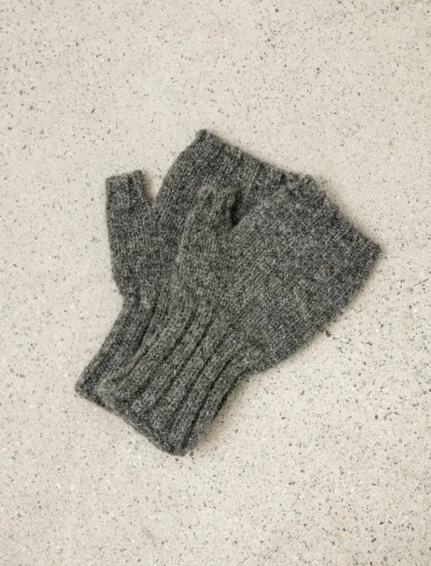 MHL Chunky Fingerless Glove Shetland Wool Grey made by SHOP NEIGHBOR