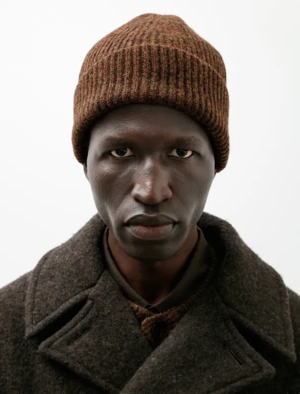 Knit Hat Top Dyed Wool Dark Olive made by Evan Kinori