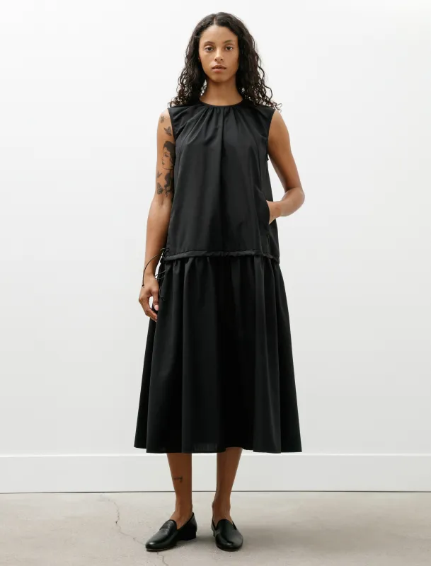 Full Body Gathered Dress Wool Black made by SHOP NEIGHBOR