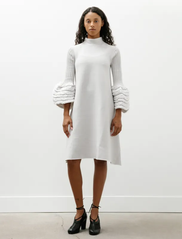 Pottery Swell Glitter Long Bell Sleeve Flare Mini Dress Linen Beige made by CFCL Womens