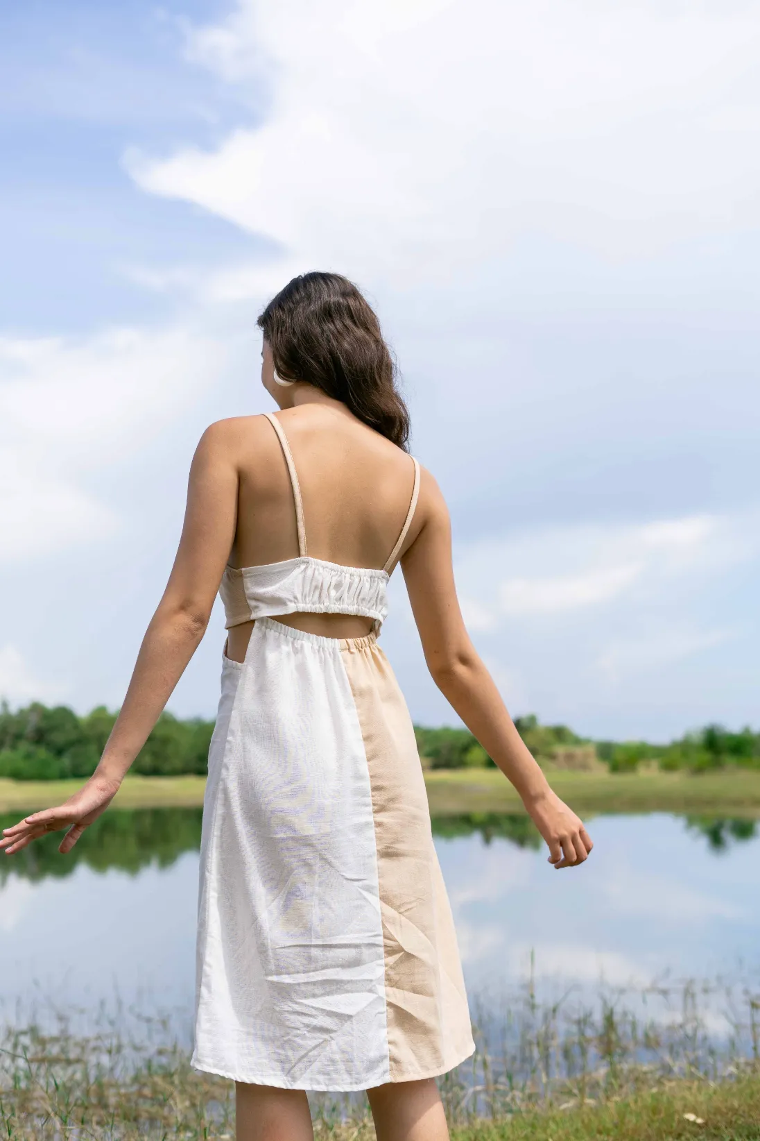 Penelope Dress - Beige and White sold by Sundays product image thumbnail 3