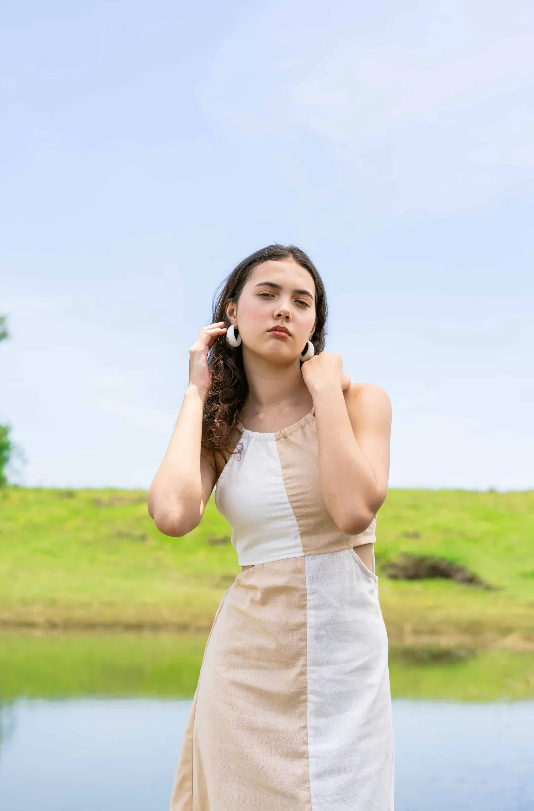 Penelope Dress - Beige and White sold by Sundays product image thumbnail 2