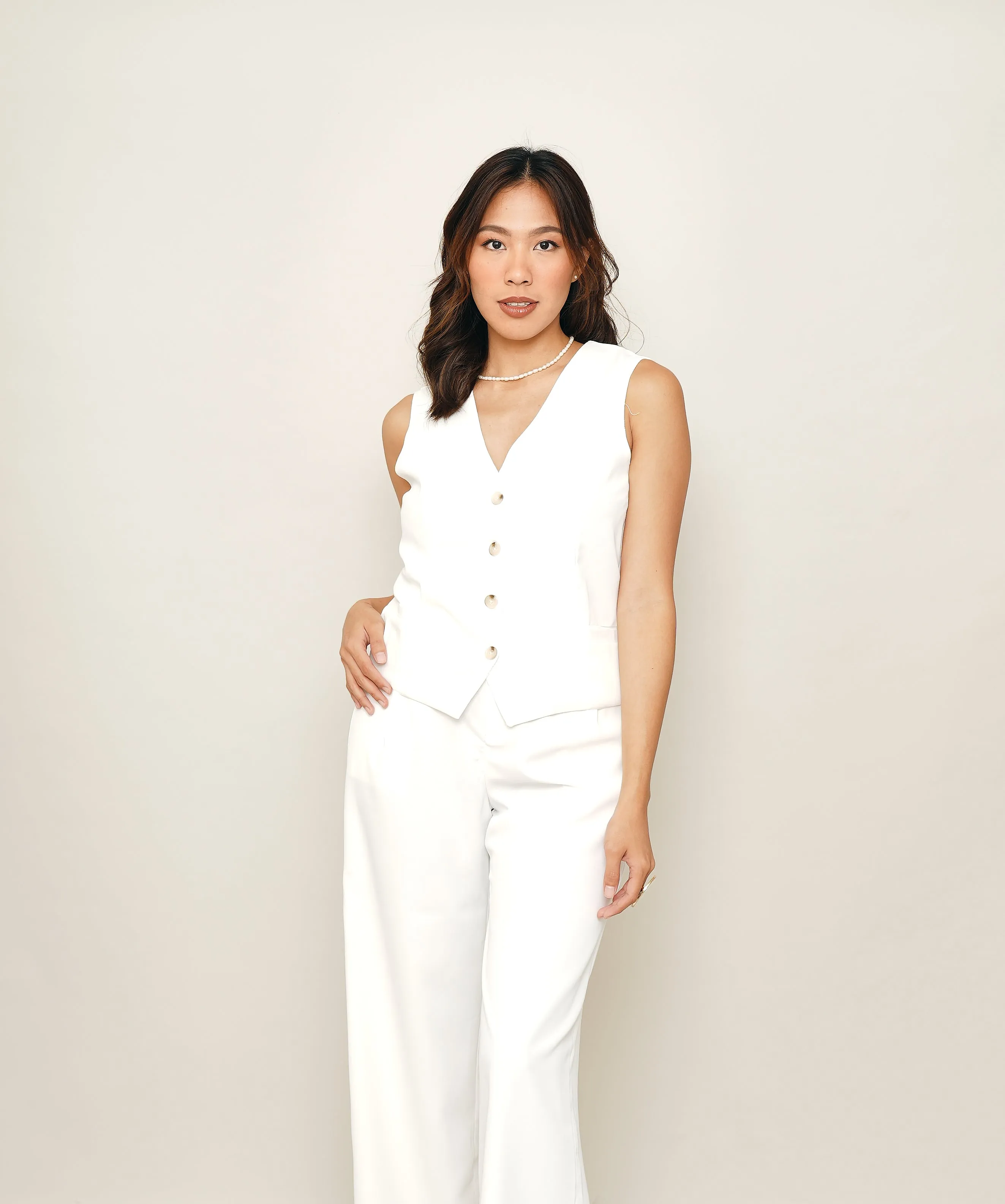 Molly Vest and Trouser Set - White sold by Sundays product image thumbnail 2