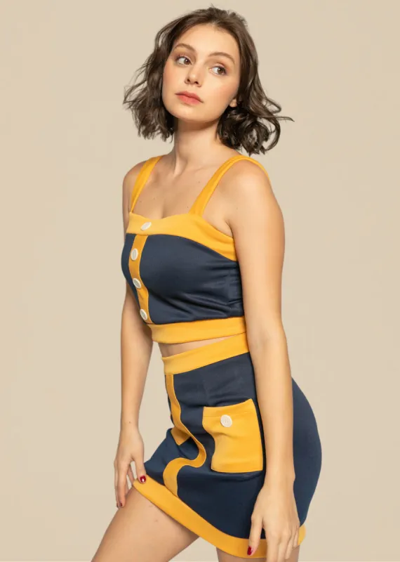 Serena Co-Ords - Mustard & Navy Blue sold by Sundays