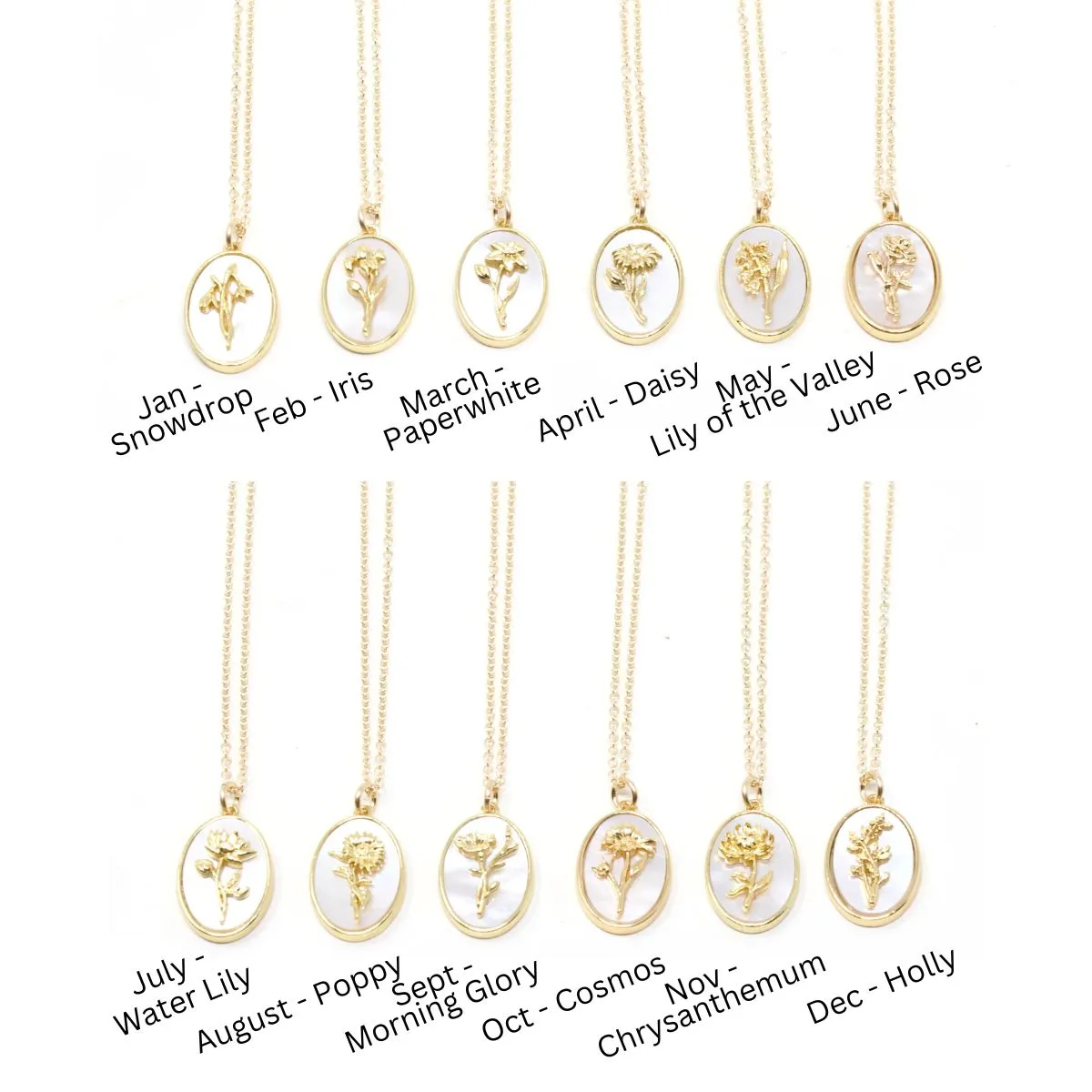 Birth Flower Necklace - Gold MOP sold by Crafts & Love product image thumbnail 2