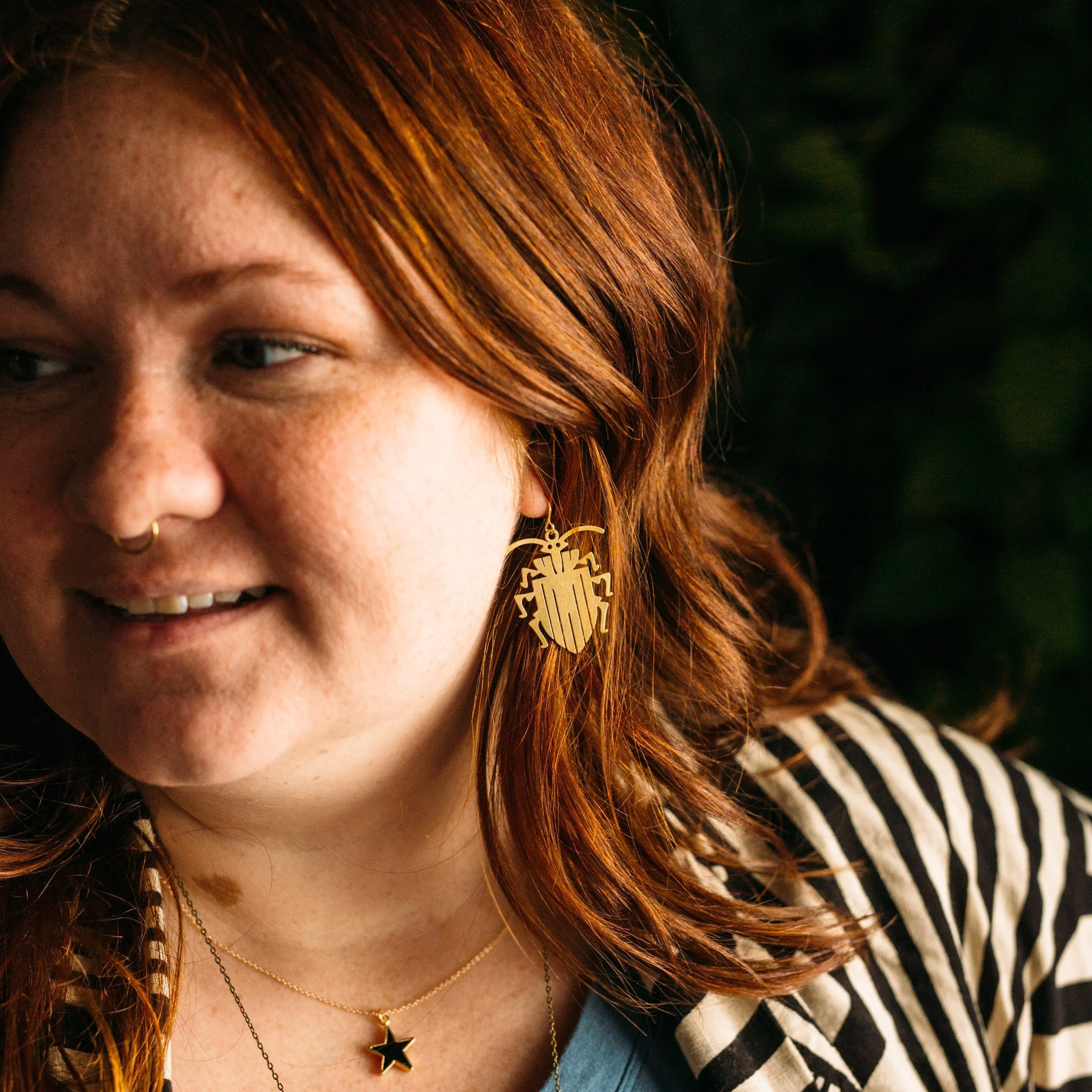 Brass Beetle Earrings sold by Crafts & Love product image thumbnail 2