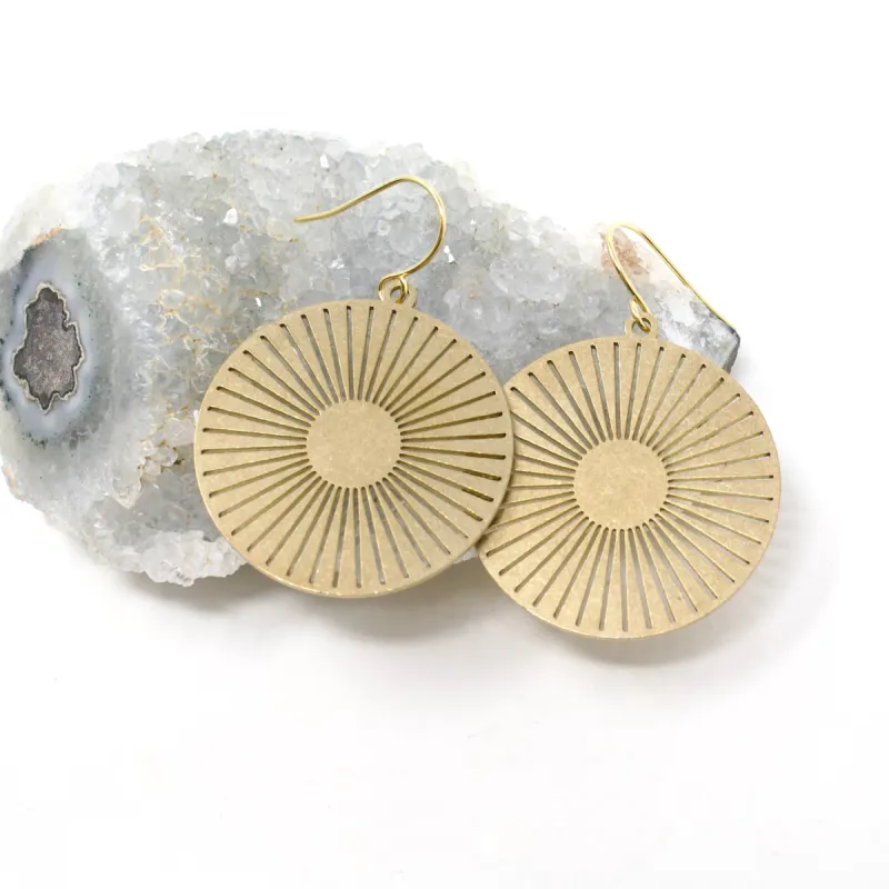 Sun Brass Circle Earrings sold by Crafts & Love