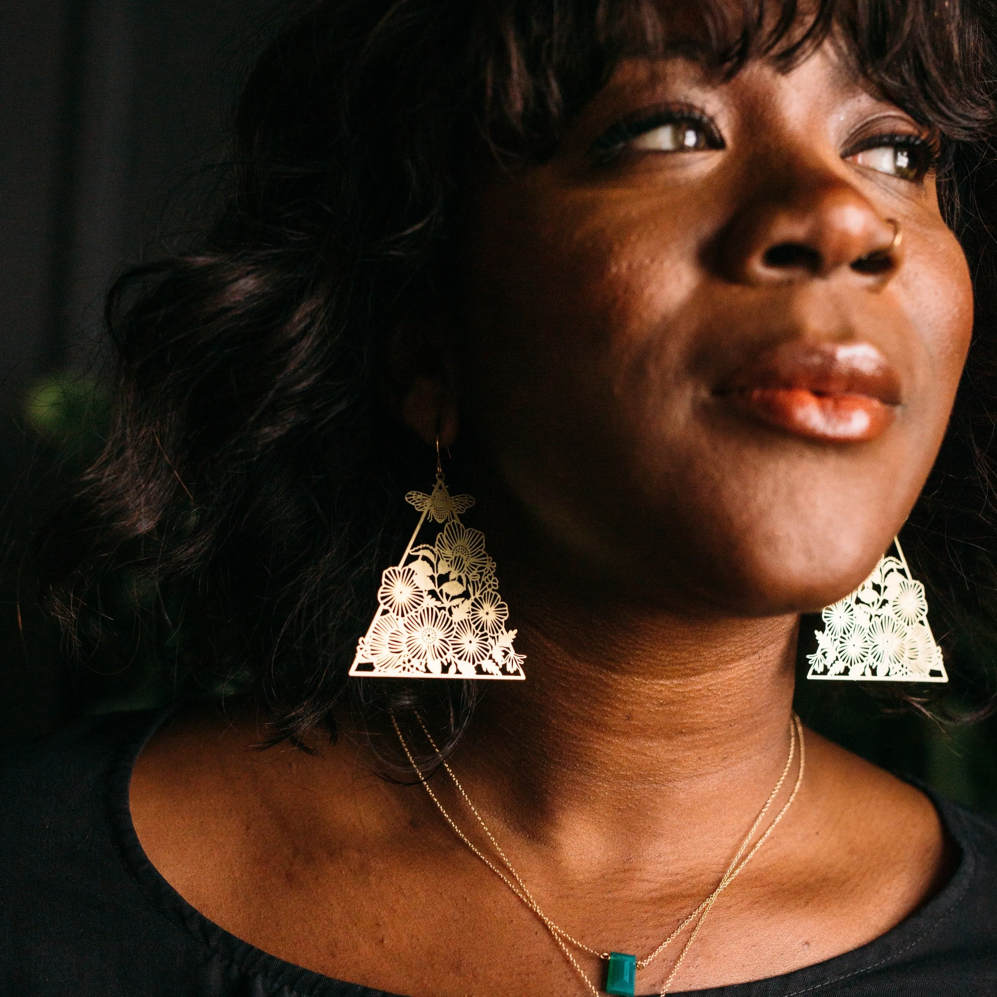 Floral Bee Triangle Earrings sold by Crafts & Love product image thumbnail 2