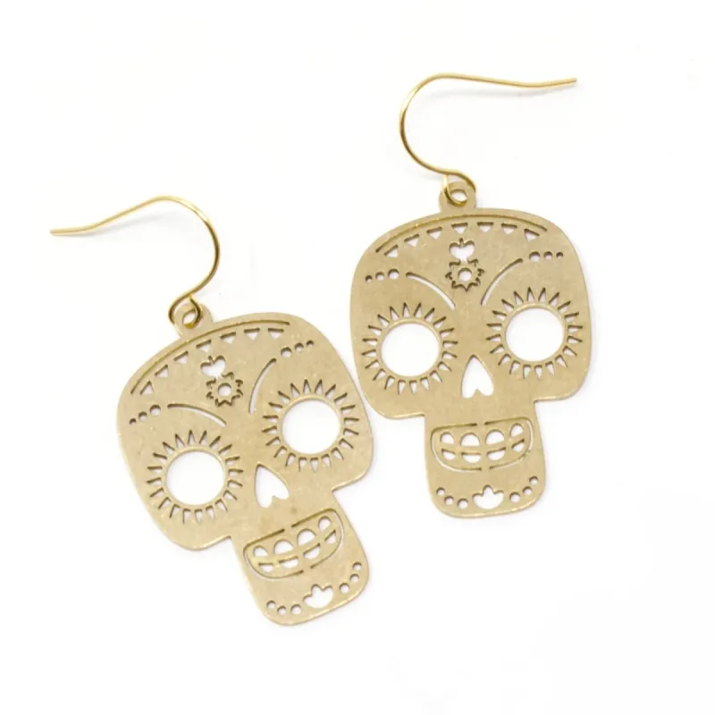 Brass Skull Earrings sold by Crafts & Love