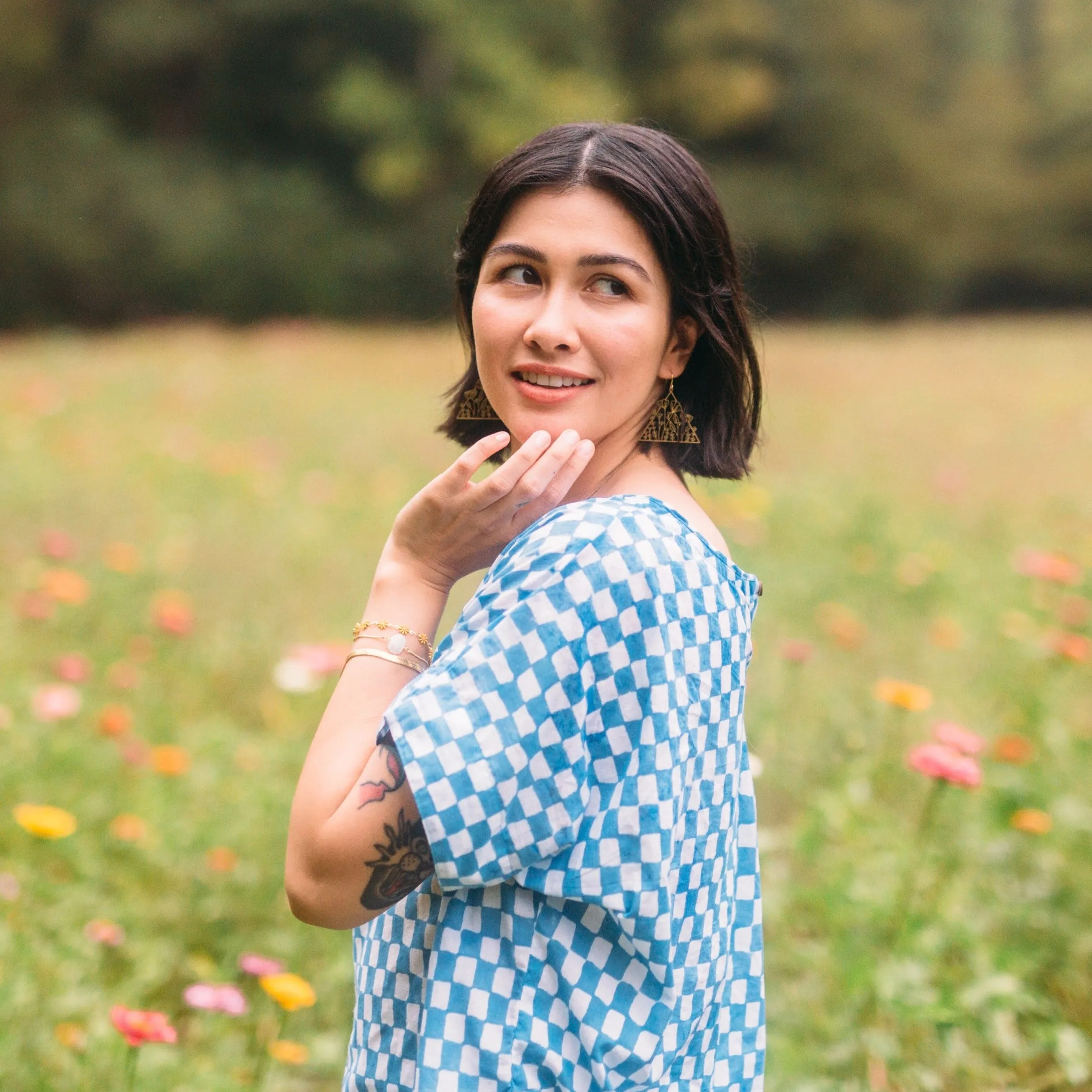 Floral Triangle Earrings sold by Crafts & Love product image thumbnail 2