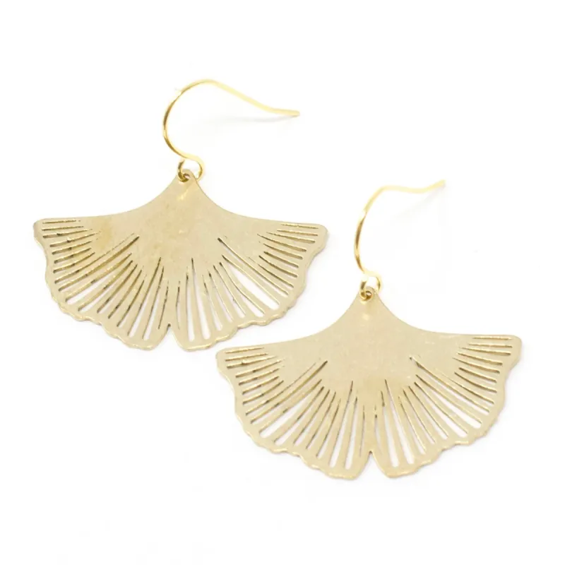 Ginko Earrings - Brass sold by Crafts & Love