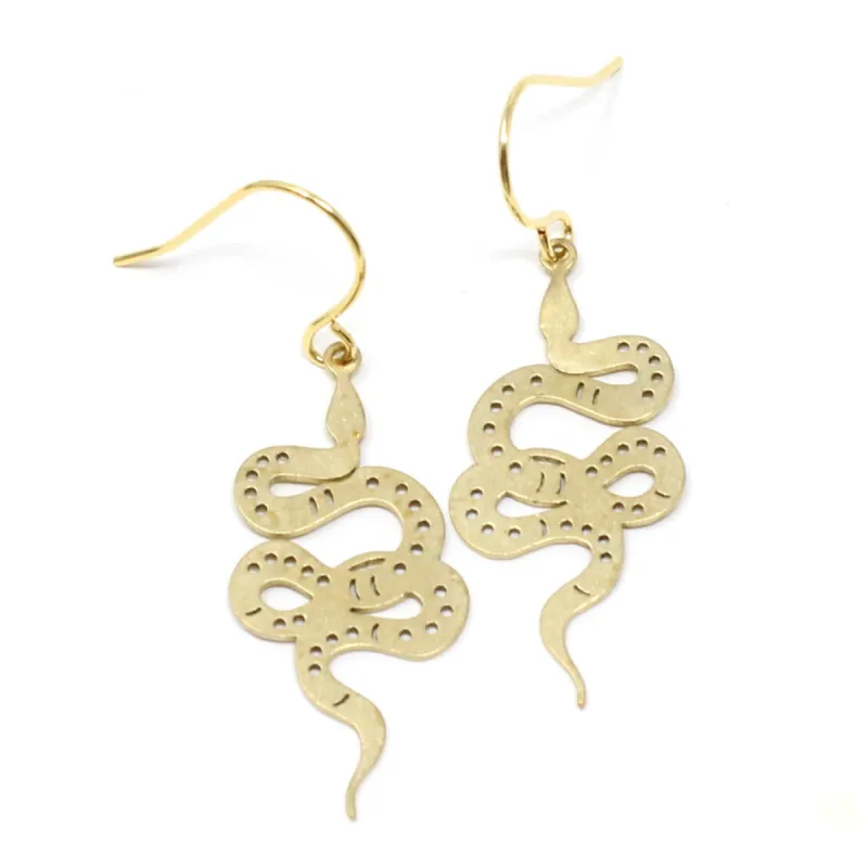 Brass Snake Earrings - Gold sold by Crafts & Love