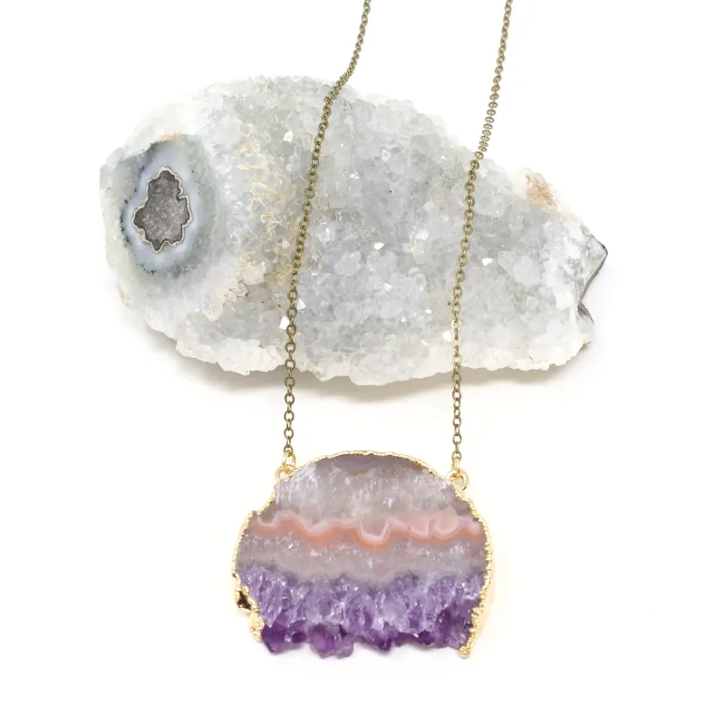 Amethyst Pendant - Brass sold by Crafts & Love