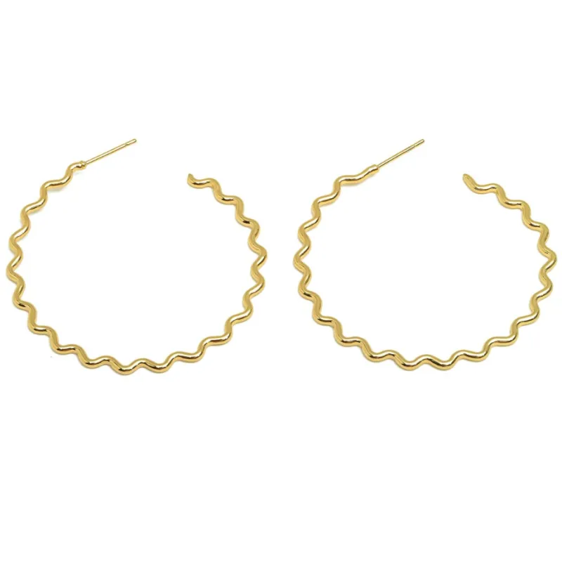Squiggle Gold XL Hoops sold by Crafts & Love