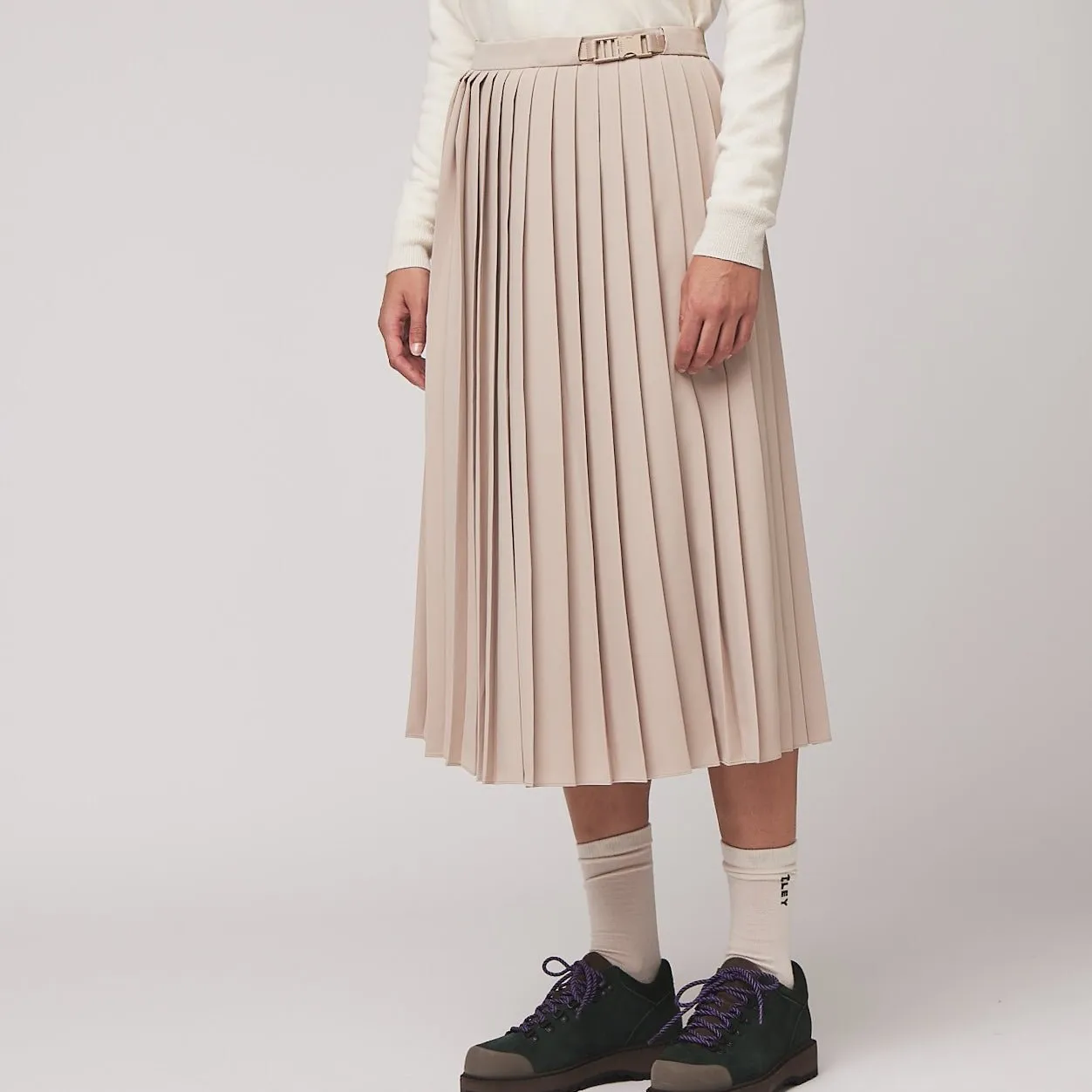 Tech Slk Pleated Midi Skirt sold by TILLEY