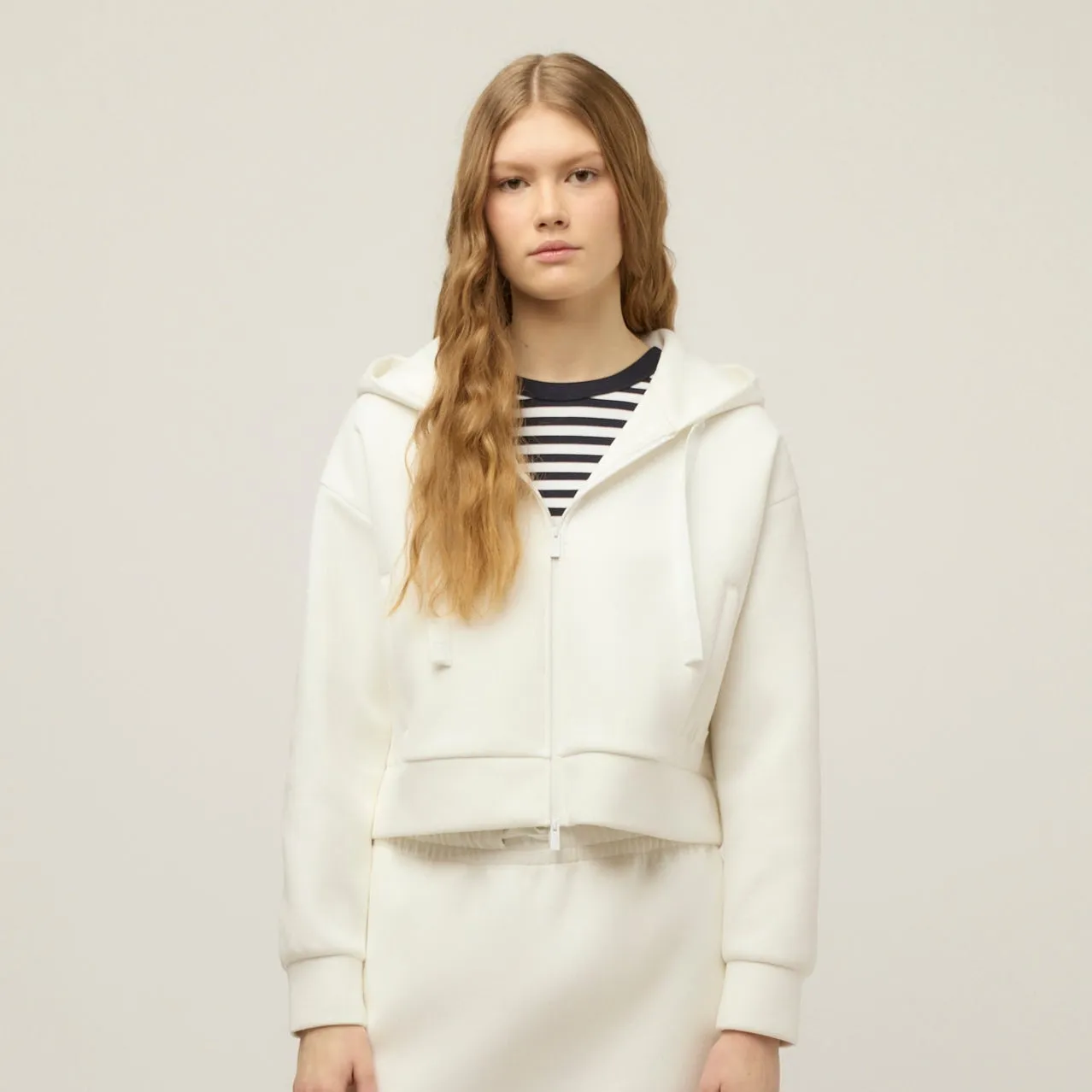 Cloud Fleece Crop Zip Hoodie sold by TILLEY