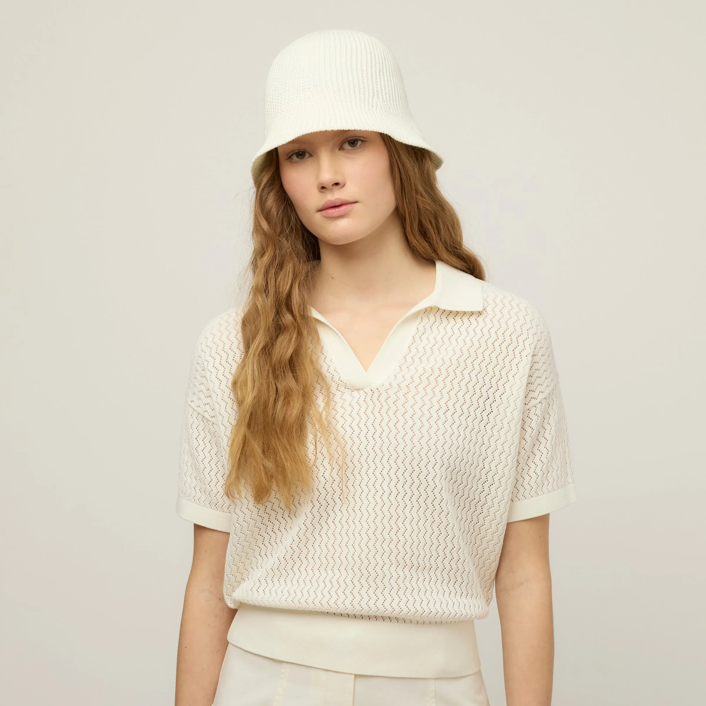 Open Knit Short Sleeve Polo sold by TILLEY