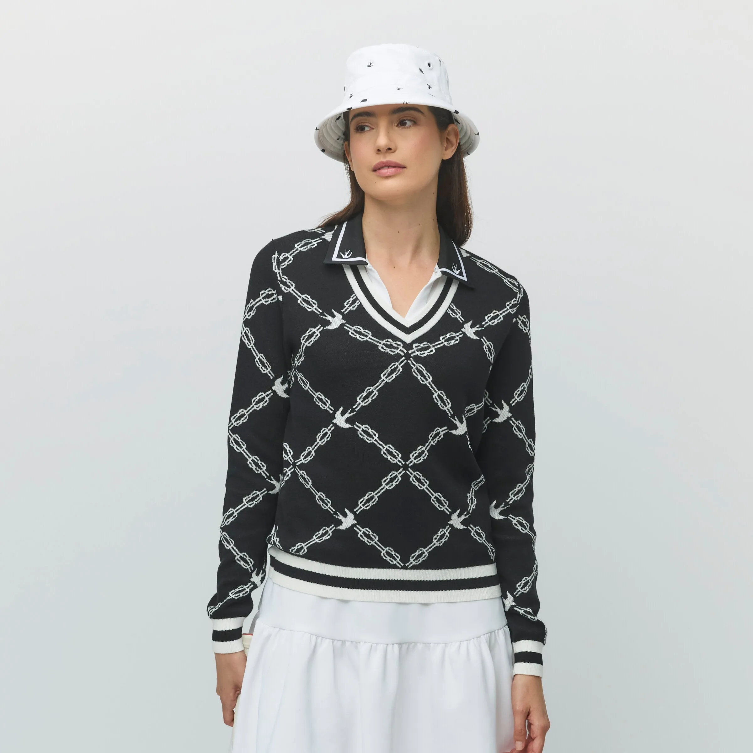 Birdie Links V-Neck Jacquard Sweater sold by TILLEY product image thumbnail 2