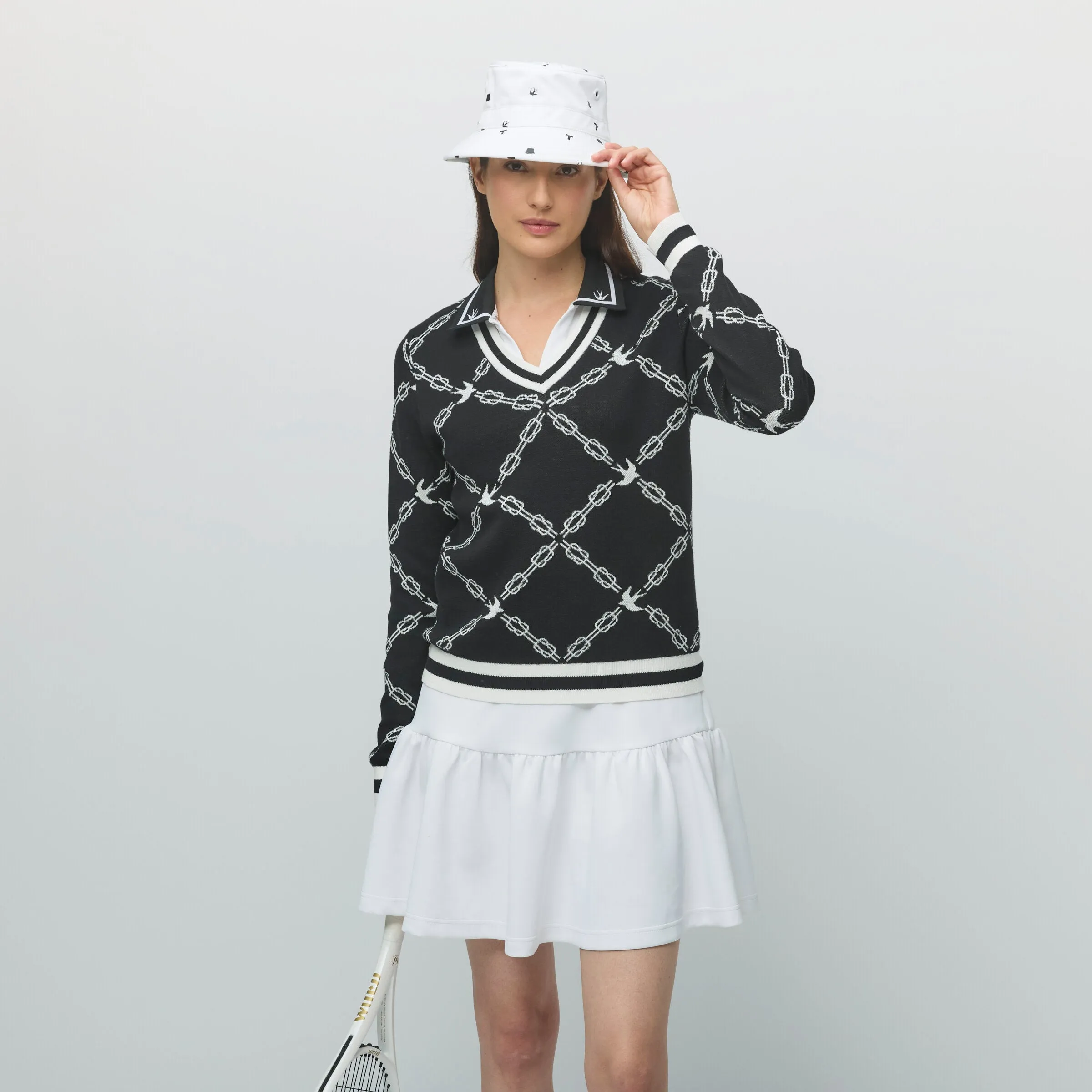 Birdie Links V-Neck Jacquard Sweater sold by TILLEY product image thumbnail 4